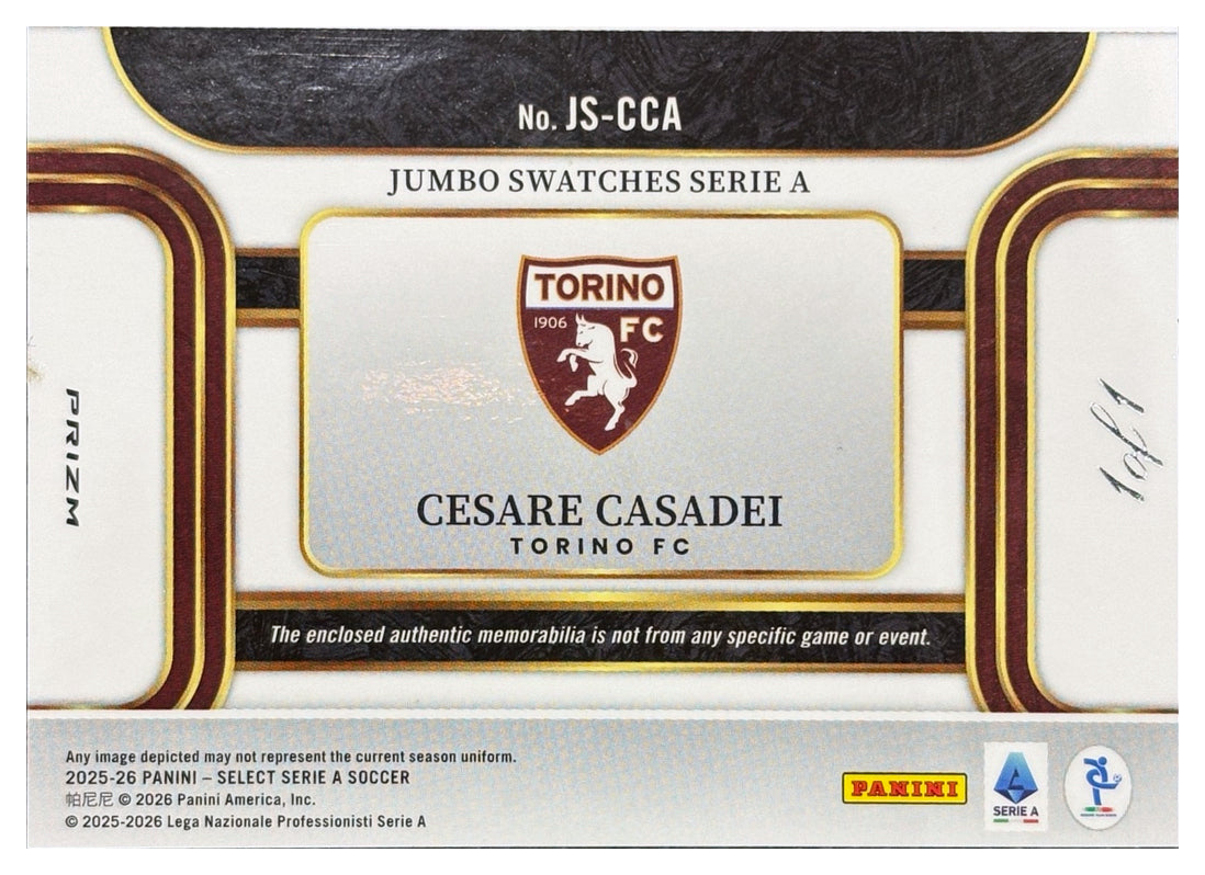 Cesare Casadei - 2025/26 Panini Select Serie A Jumbo Swatches #JS-CCA 1/1 - retro