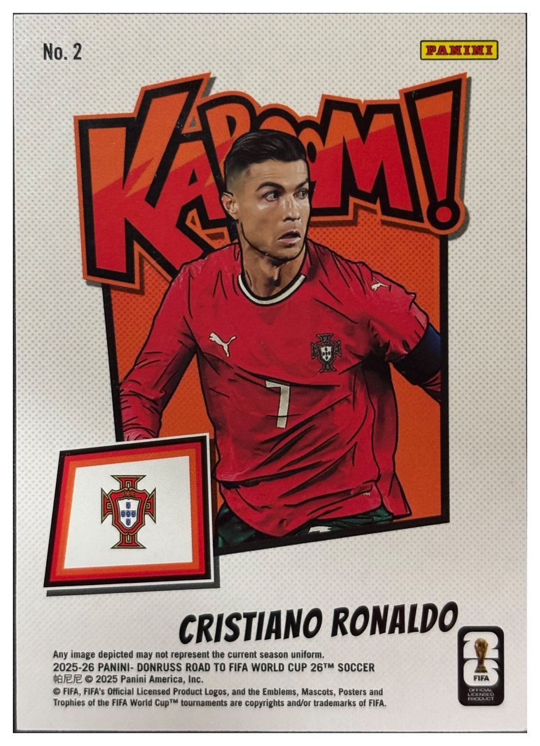 CRISTIANO RONALDO 2025/26 Panini Donruss Road to FIFA World Cup 26 Kaboom! #2 - back