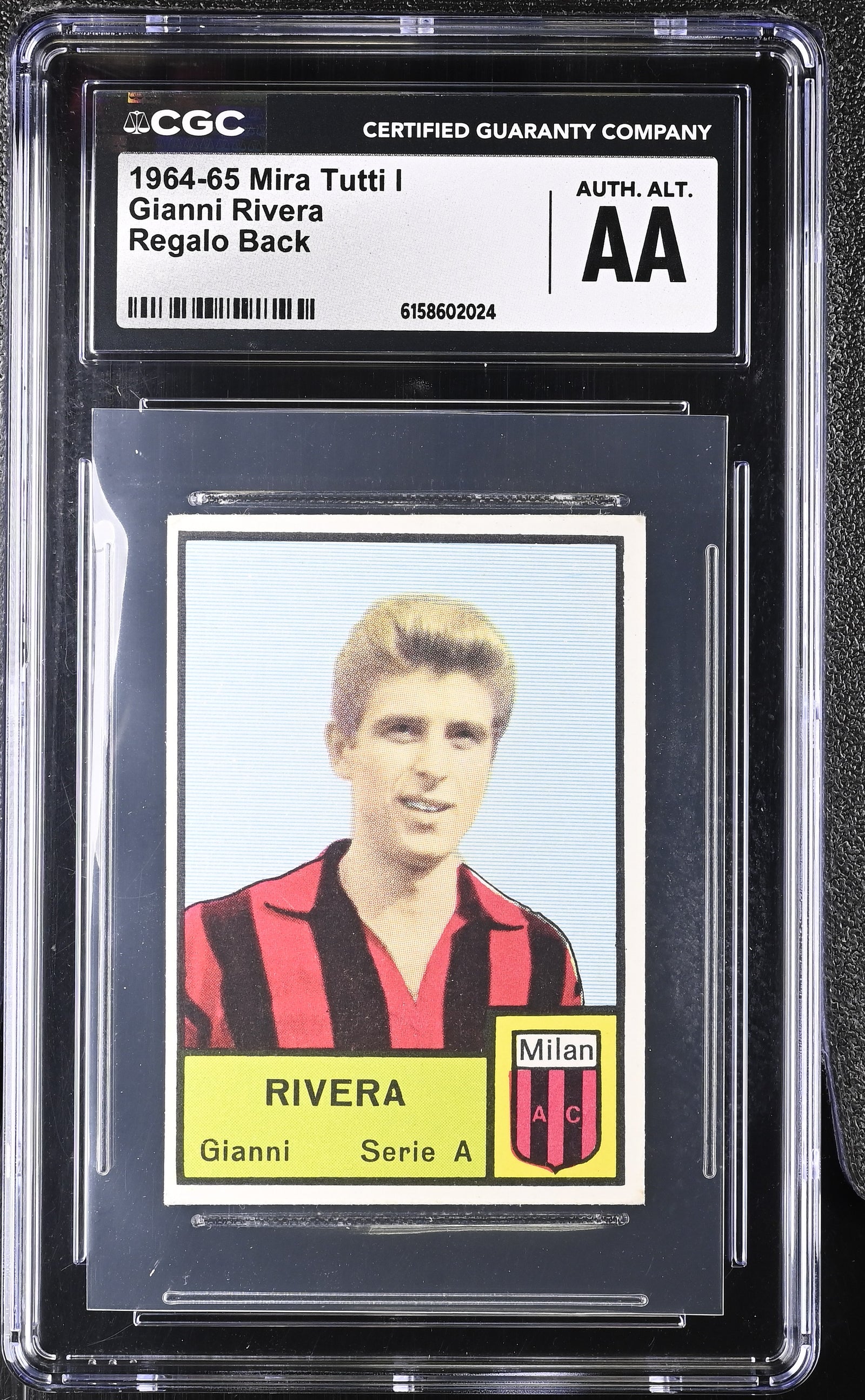 Gianni Rivera 1964/65 Edizioni Mira Supercalcio Tutti i Calciatori, Figurina Regalo, CGC Authentic Altered - fronte