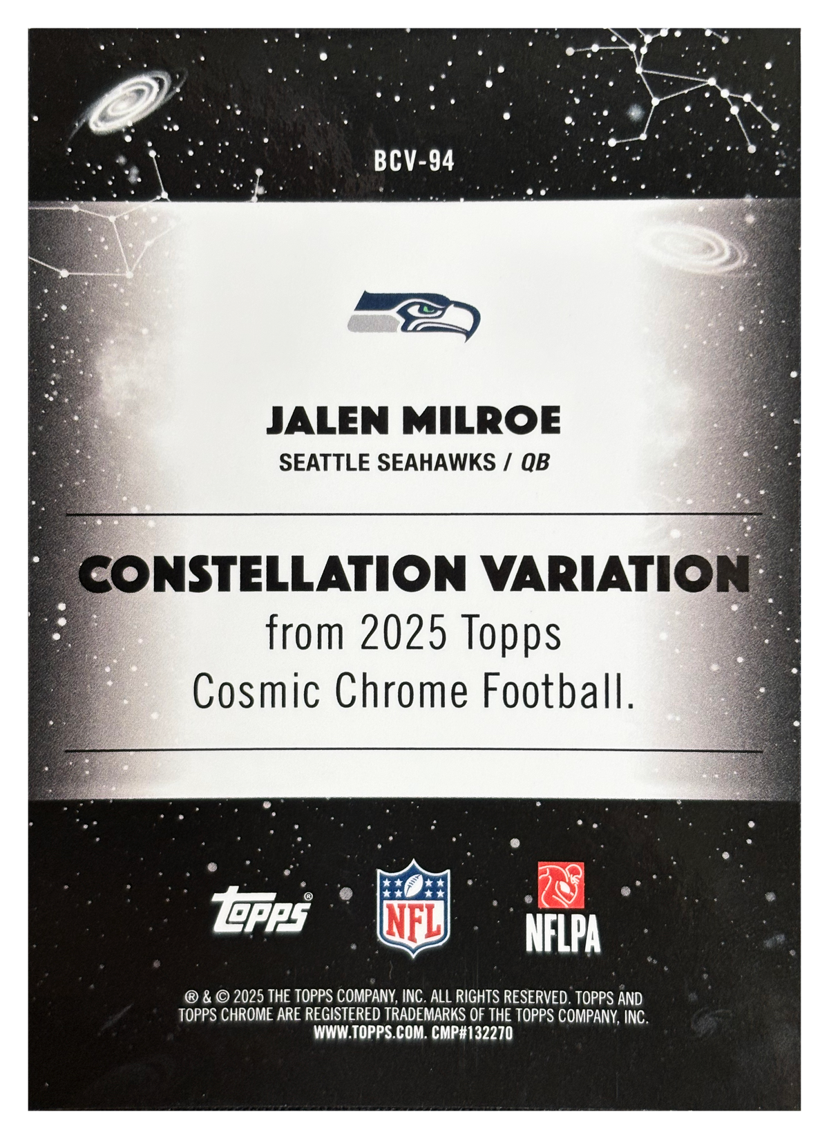 Jalen Milroe - 2025 Topps Cosmic Chrome Football Constellation Variation #BCV-94 - back