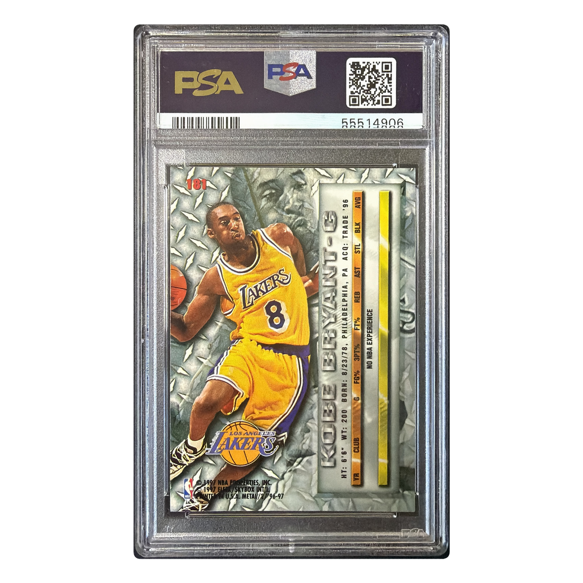 Kobe Bryant - 1996/97 Fleer Metal RC #181 PSA 7 - back