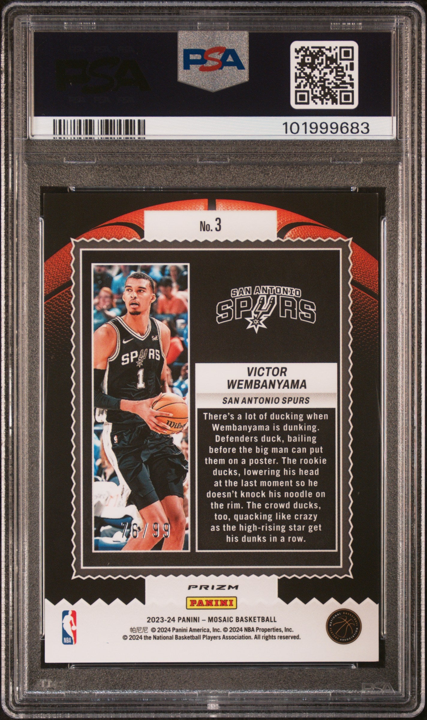 WEMBANYAMA - 2023/24 Mosaic "Jam Masters" /99 RC PSA 10 SSP (Pop 12)