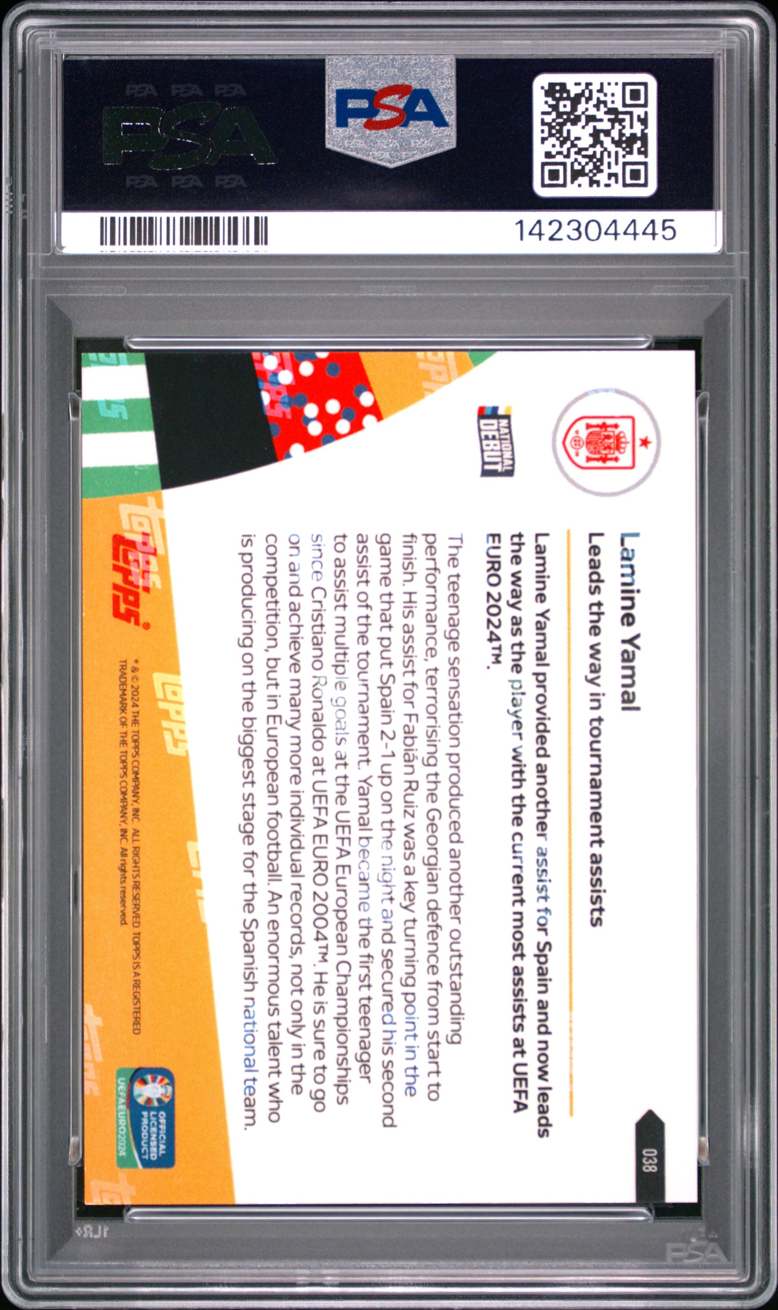 LAMINE YAMAL - 2024 Topps Now UEFA Euro Blue #38 PSA 10 - back