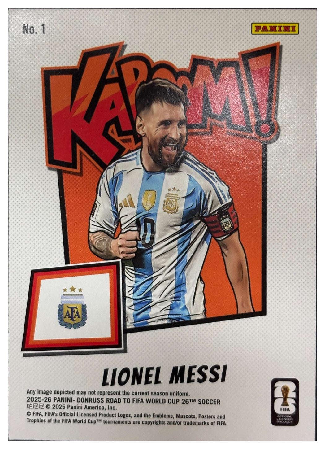 LIONEL MESSI 2025/26 Panini Donruss Road to FIFA World Cup 26 Kaboom! #1 - back