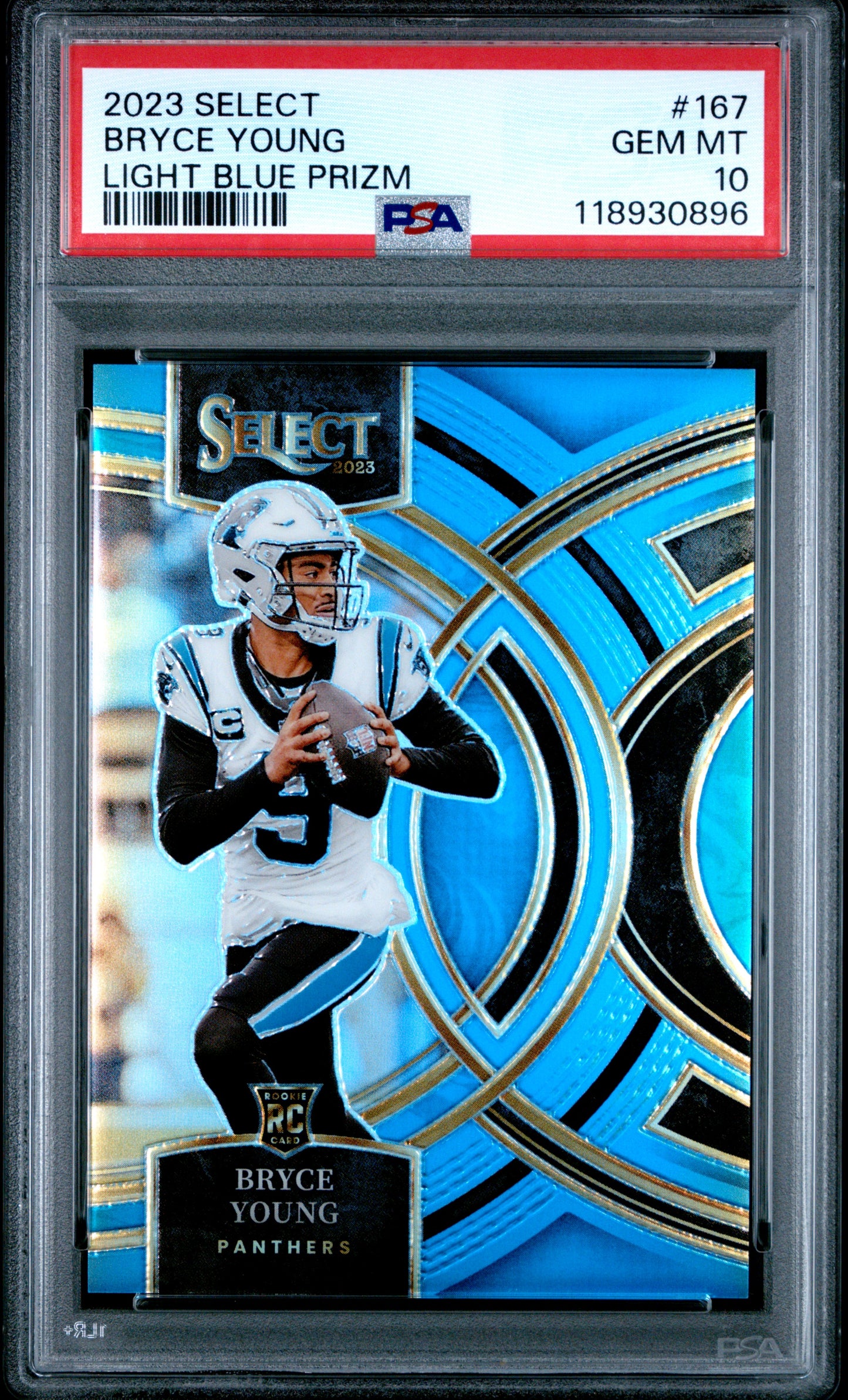 BRYCE YOUNG - 2023 Select Light Blue Prizm /99 RC PSA 10