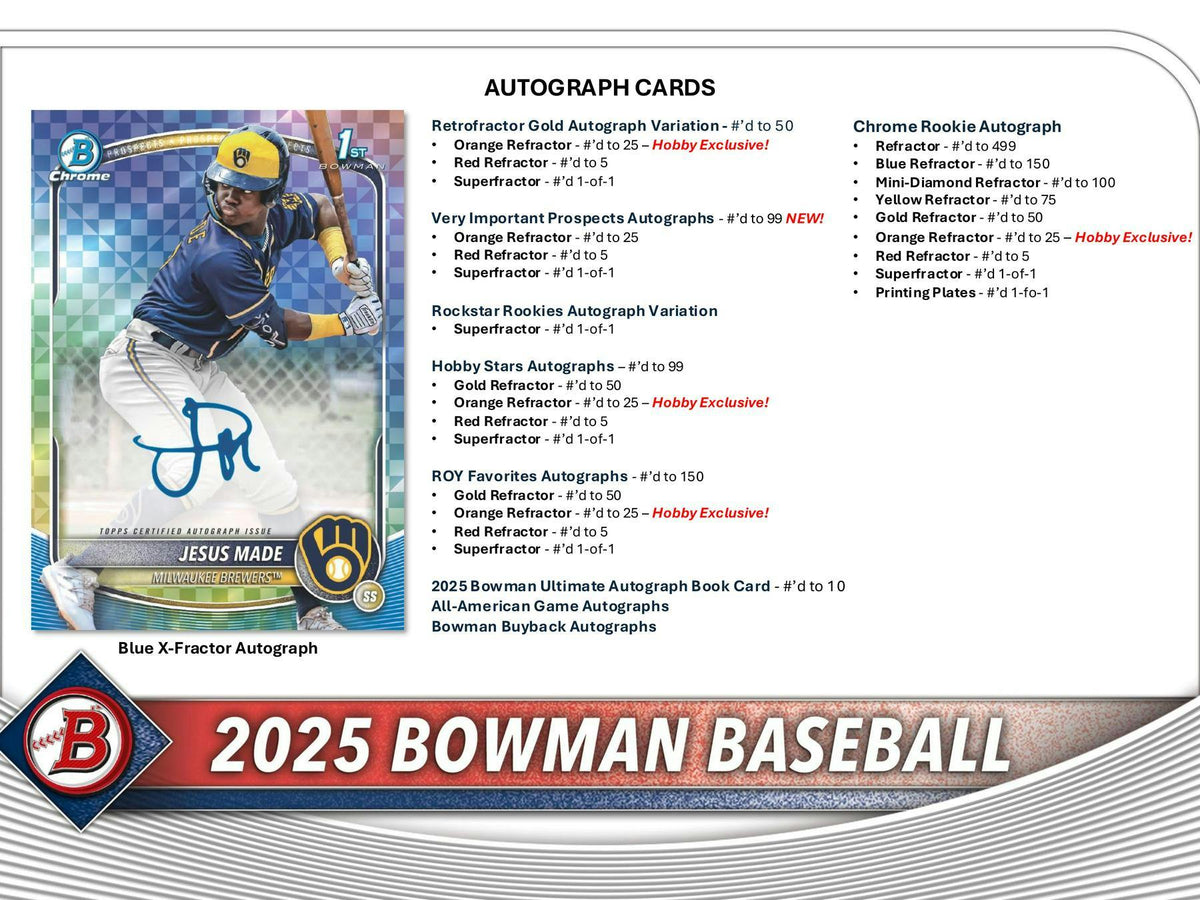 2025 Bowman Baseball Hobby Box - LIVE BREAKING