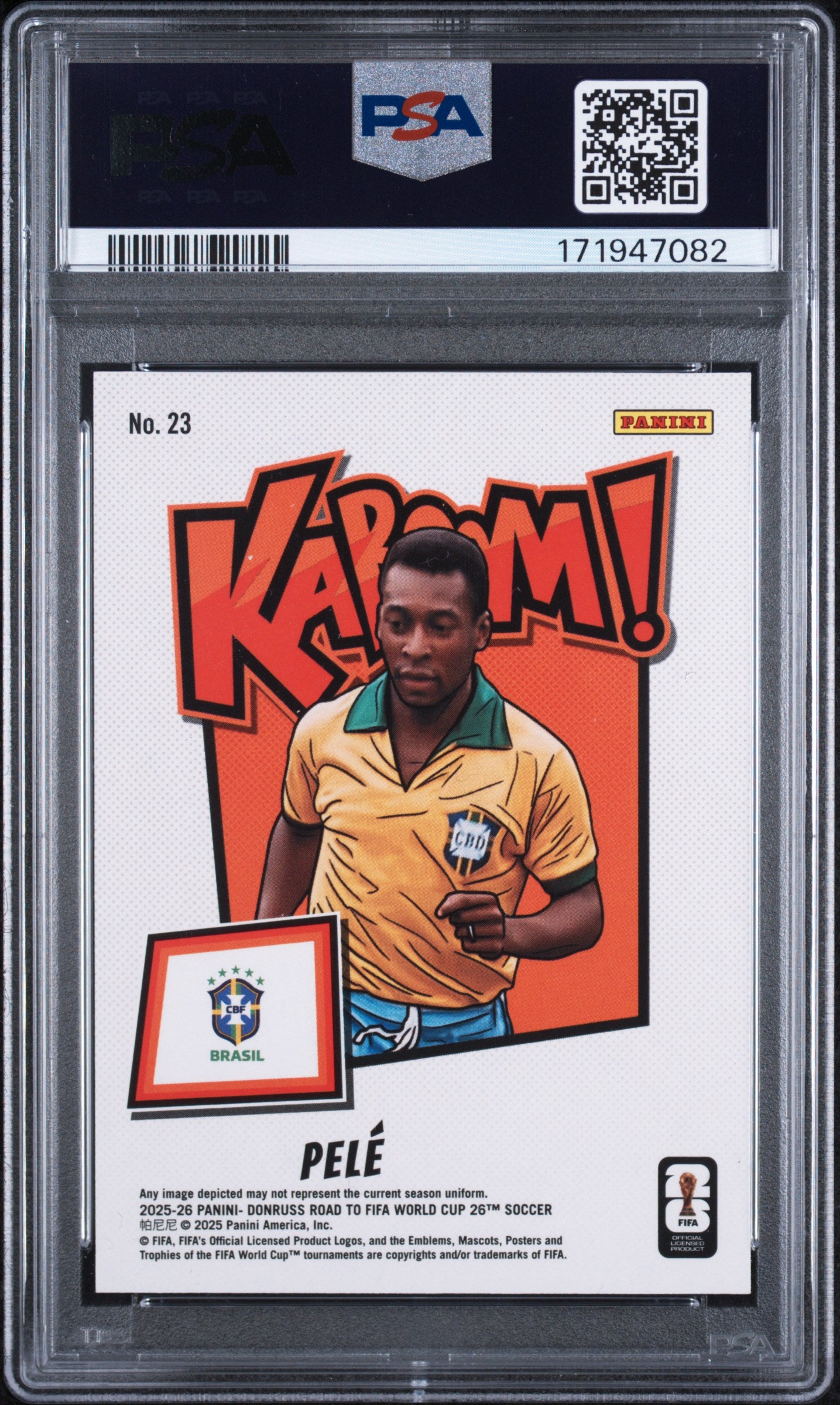 Pelé 2025/26 Panini Donruss Road to FIFA World Cup 26 Kaboom! #23 PSA 10 - retro