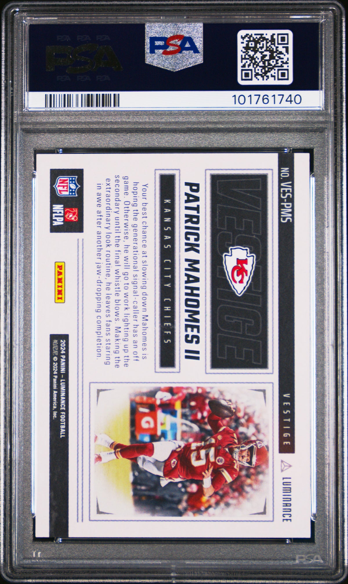 PATRICK MAHOMES II - 2024 Panini Luminance Vestige Orange #VESPMS PSA 10 - Retro - Cert. 101761740