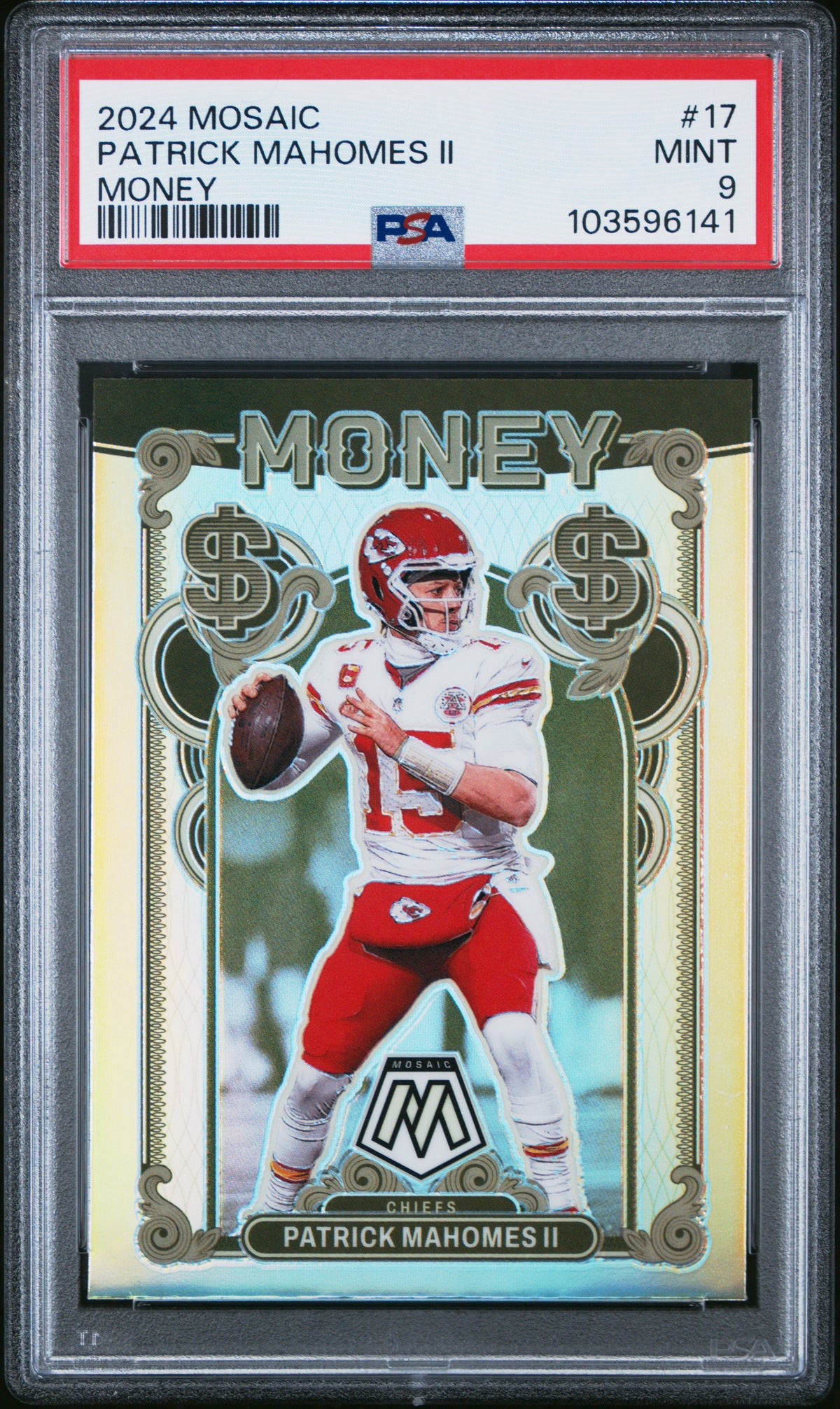 PATRICK MAHOMES II - 2024 Panini Mosaic Money #17 PSA 9 - Fronte - Cert. 103596141