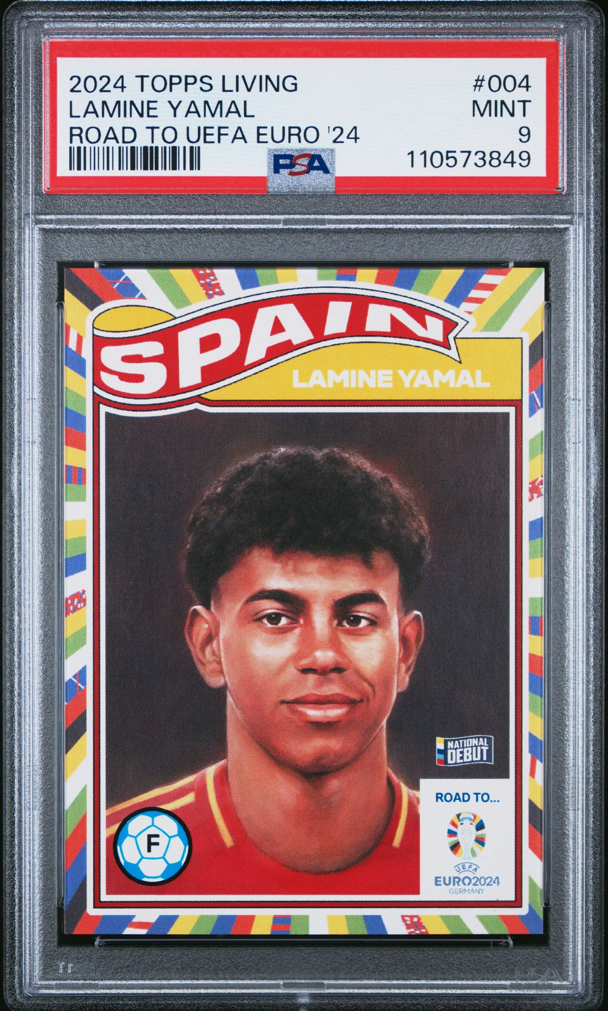 LAMINE YAMAL - 2024 Topps Living Road to UEFA Euro 2024 RC #004 PSA 9 - foto rappresentativa - fronte