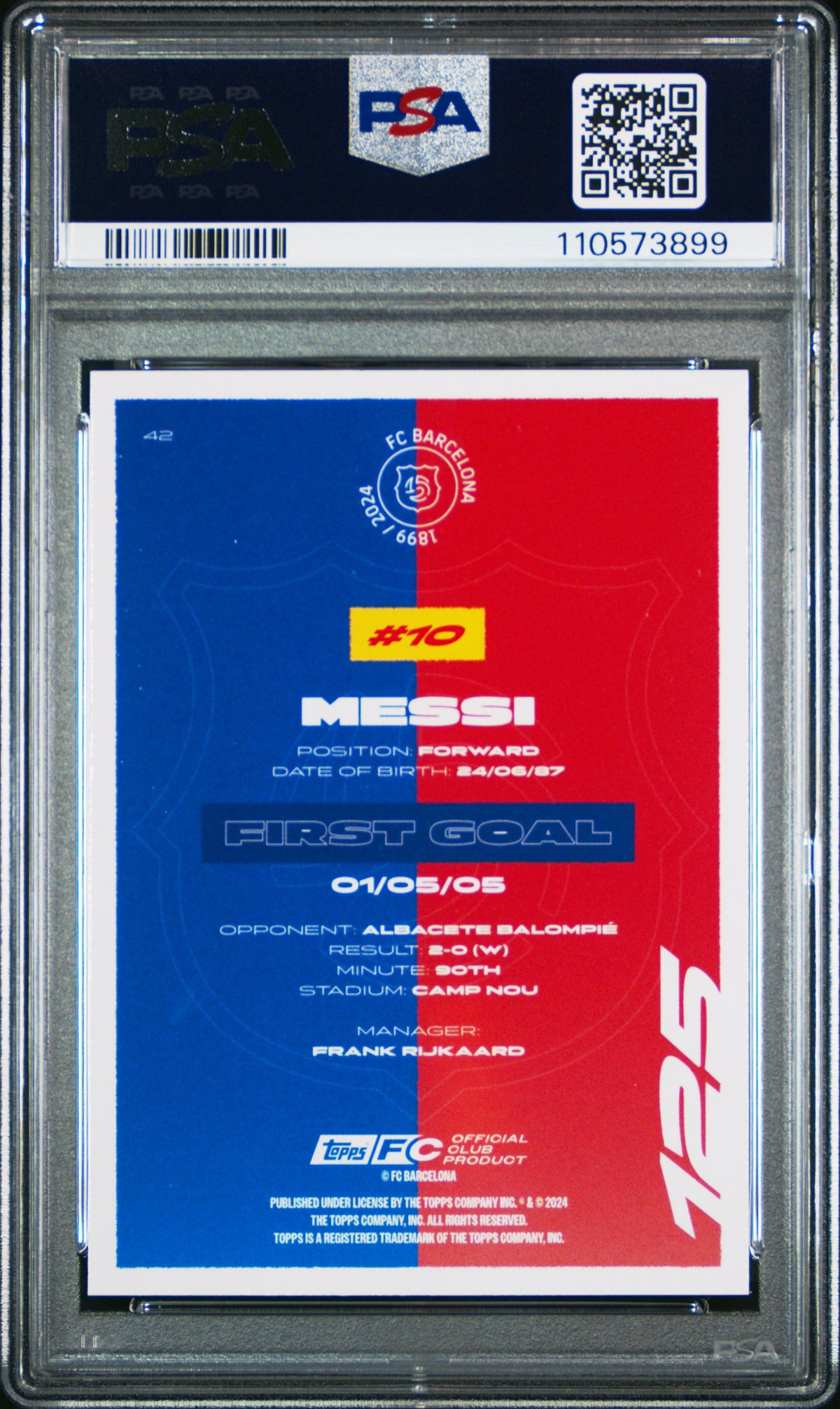 LIONEL MESSI - 2024/25 Topps FC Barcelona Team Set #42 PSA 9 - retro