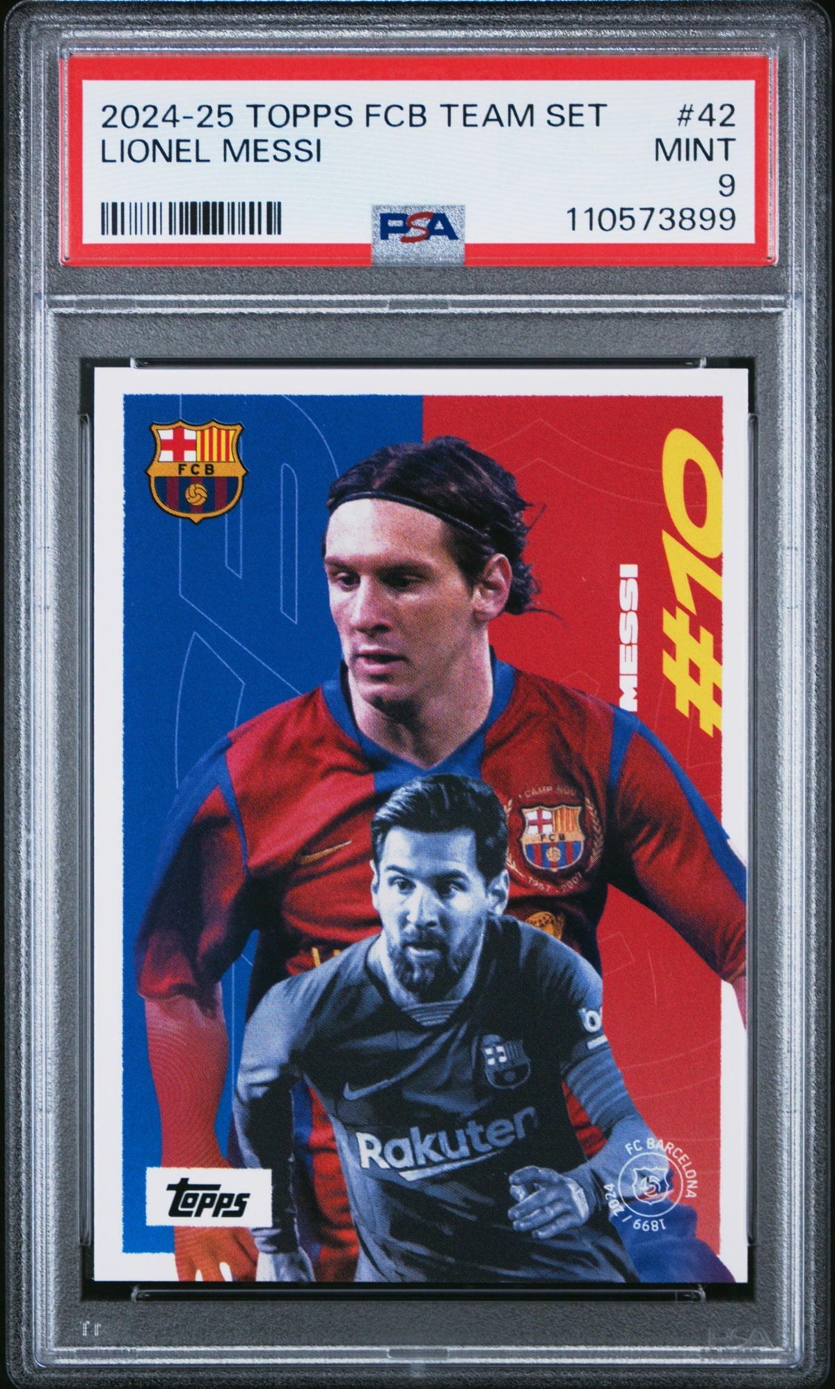 LIONEL MESSI - 2024/25 Topps FC Barcelona Team Set #42 PSA 9 - fronte