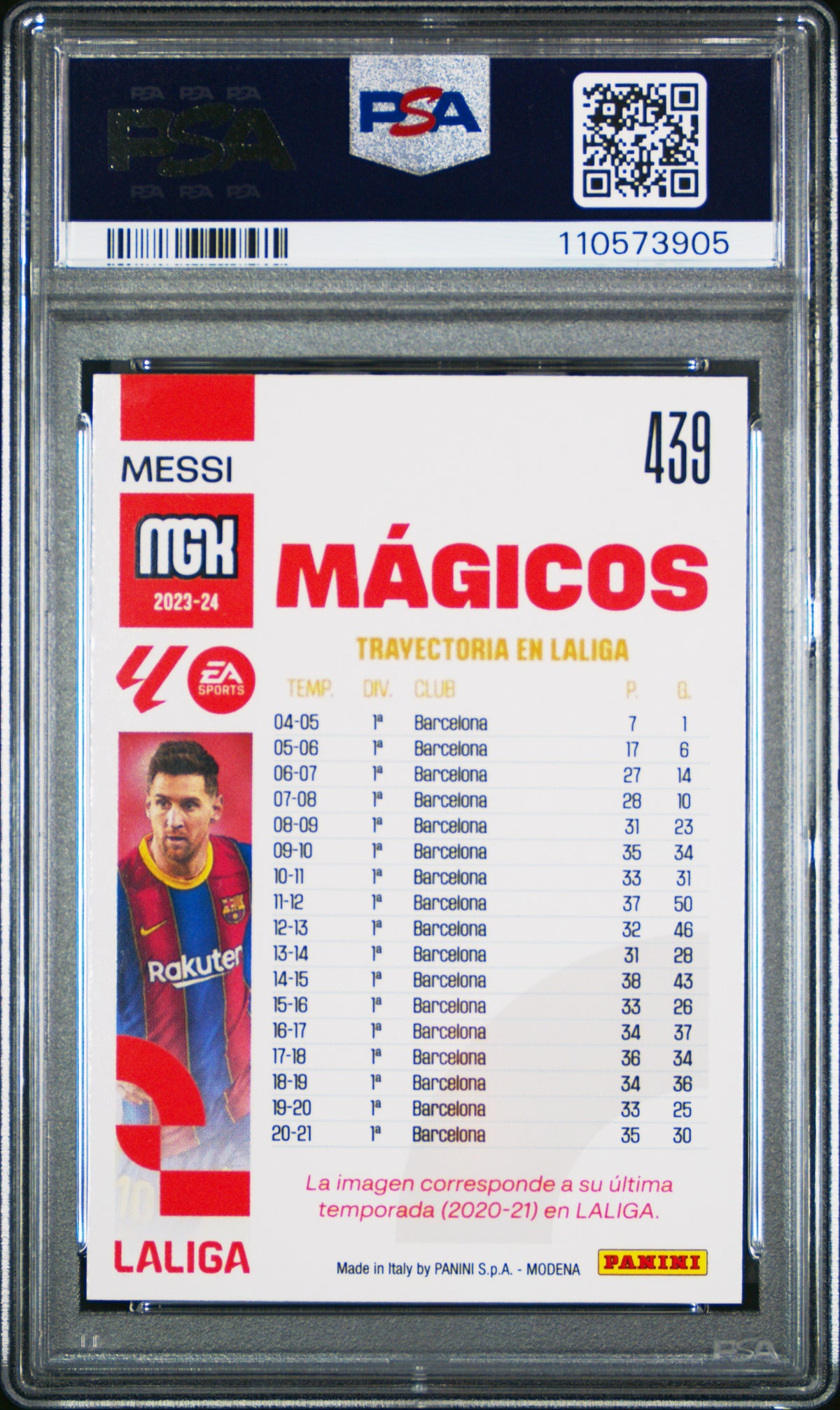 LIONEL MESSI - 2023/24 Panini Megacracks LaLiga EA Sports #439 PSA 9 - foto rappresentativa - retro