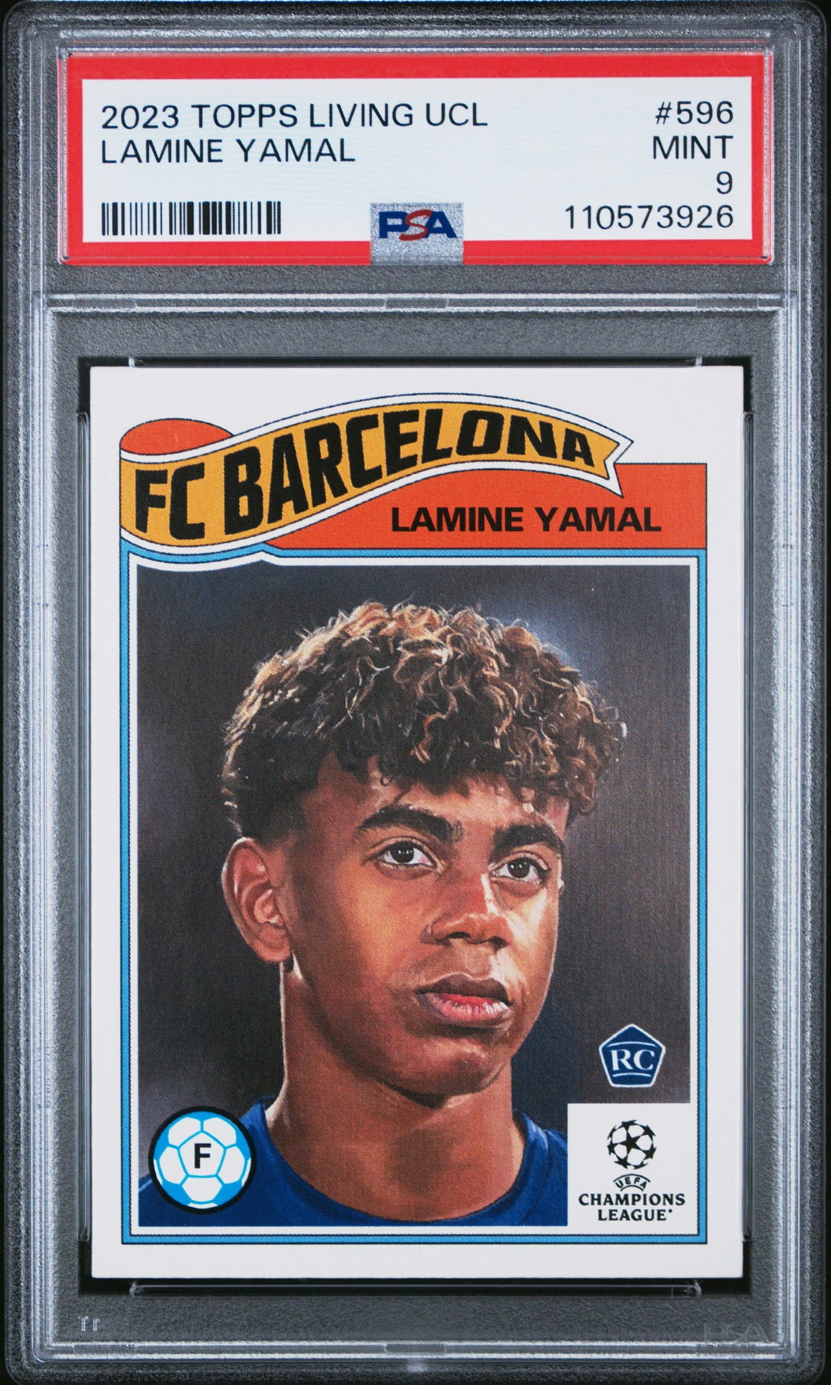 LAMINE YAMAL - 2023 Topps Living UEFA Champions League RC #596 PSA 9 - foto rappresentativa - fronte