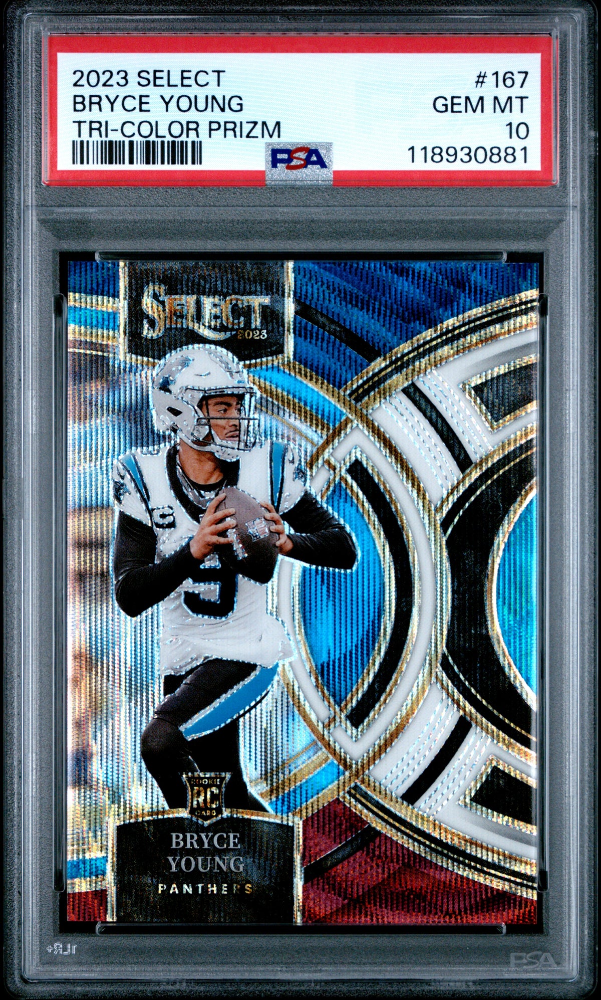 BRYCE YOUNG - 2023 Panini Select Tri-Color Prizm #167 PSA 10 - Fronte - Certificato 118930881