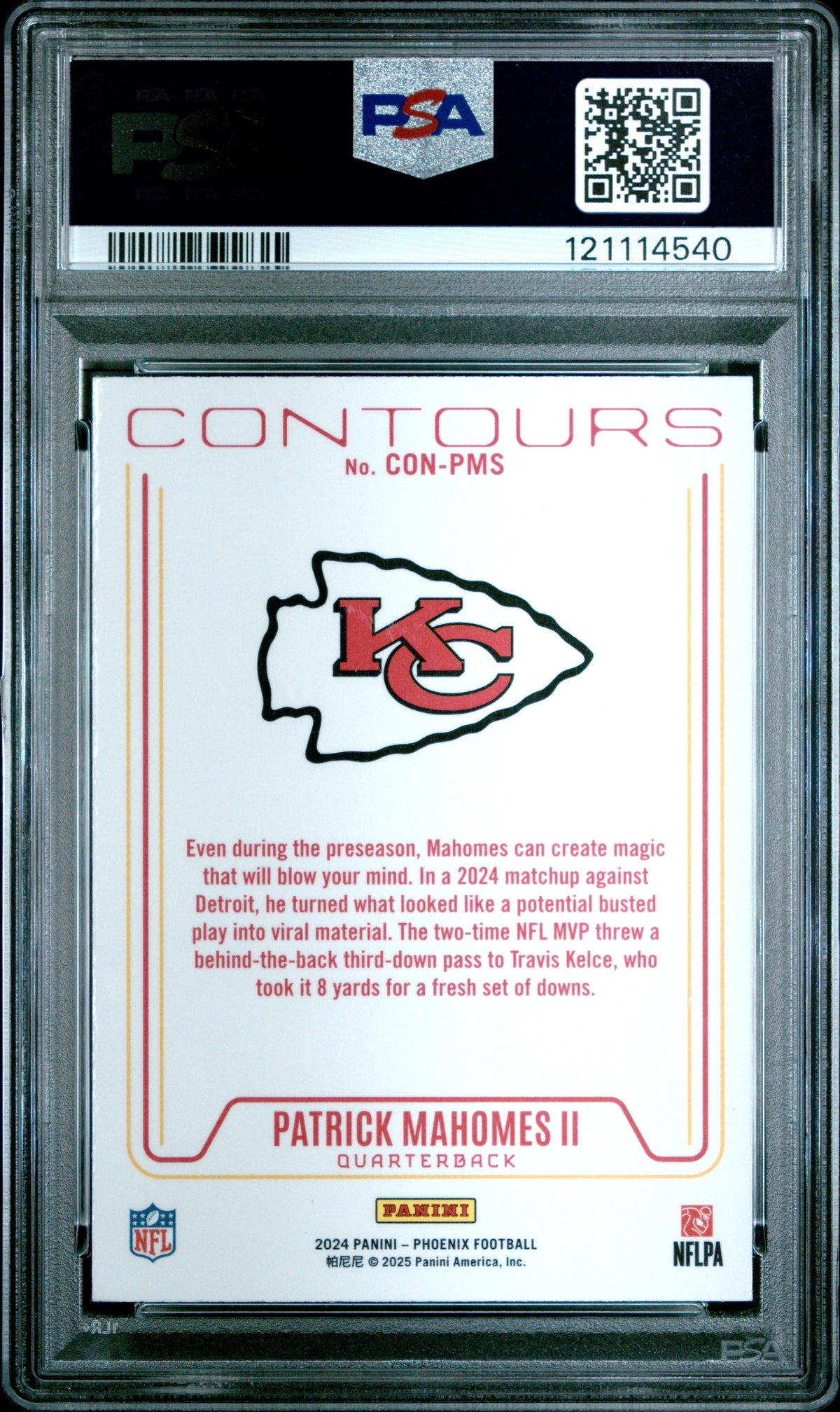 PATRICK MAHOMES II - 2024 Panini Phoenix Contours Pandora #CONPMS PSA 10 - Retro - Cert. 121114540