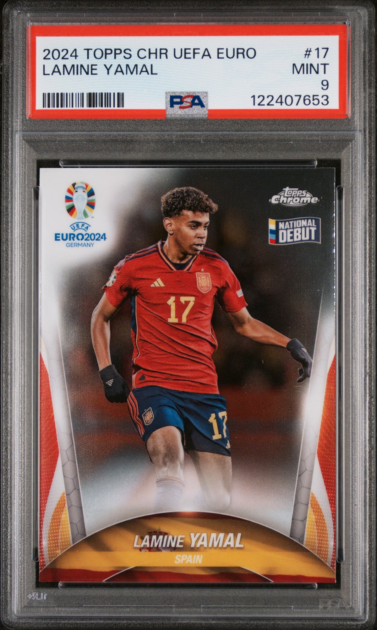 LAMINE YAMAL - 2024 Topps Chrome UEFA Euro RC #17 PSA 9 - foto rappresentativa - fronte