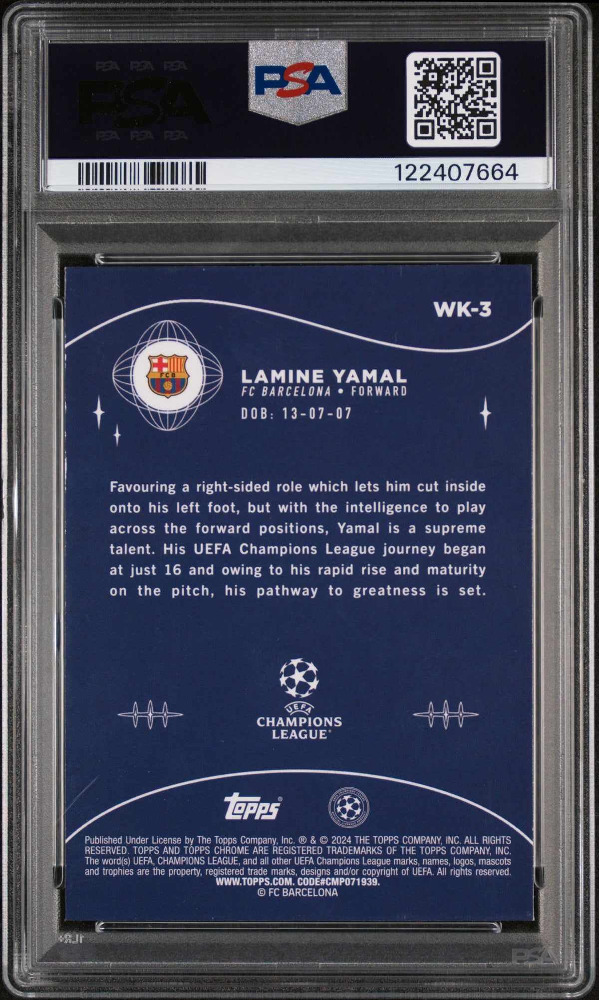 LAMINE YAMAL - 2023/24 Topps Chrome UEFA Wonderkids RC #WK3 PSA 9 - foto rappresentativa - retro