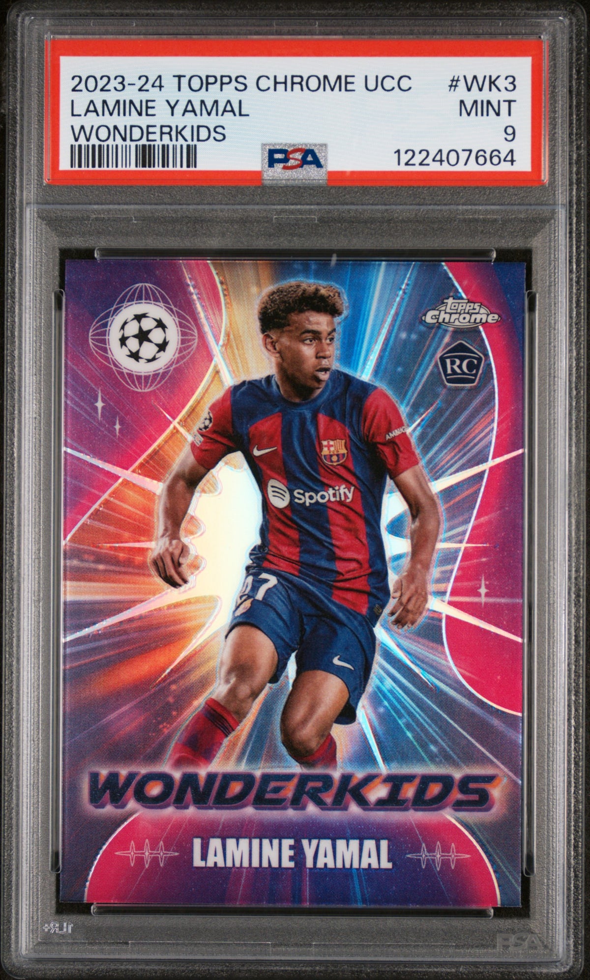 LAMINE YAMAL - 2023/24 Topps Chrome UEFA Wonderkids RC #WK3 PSA 9 - foto rappresentativa - fronte