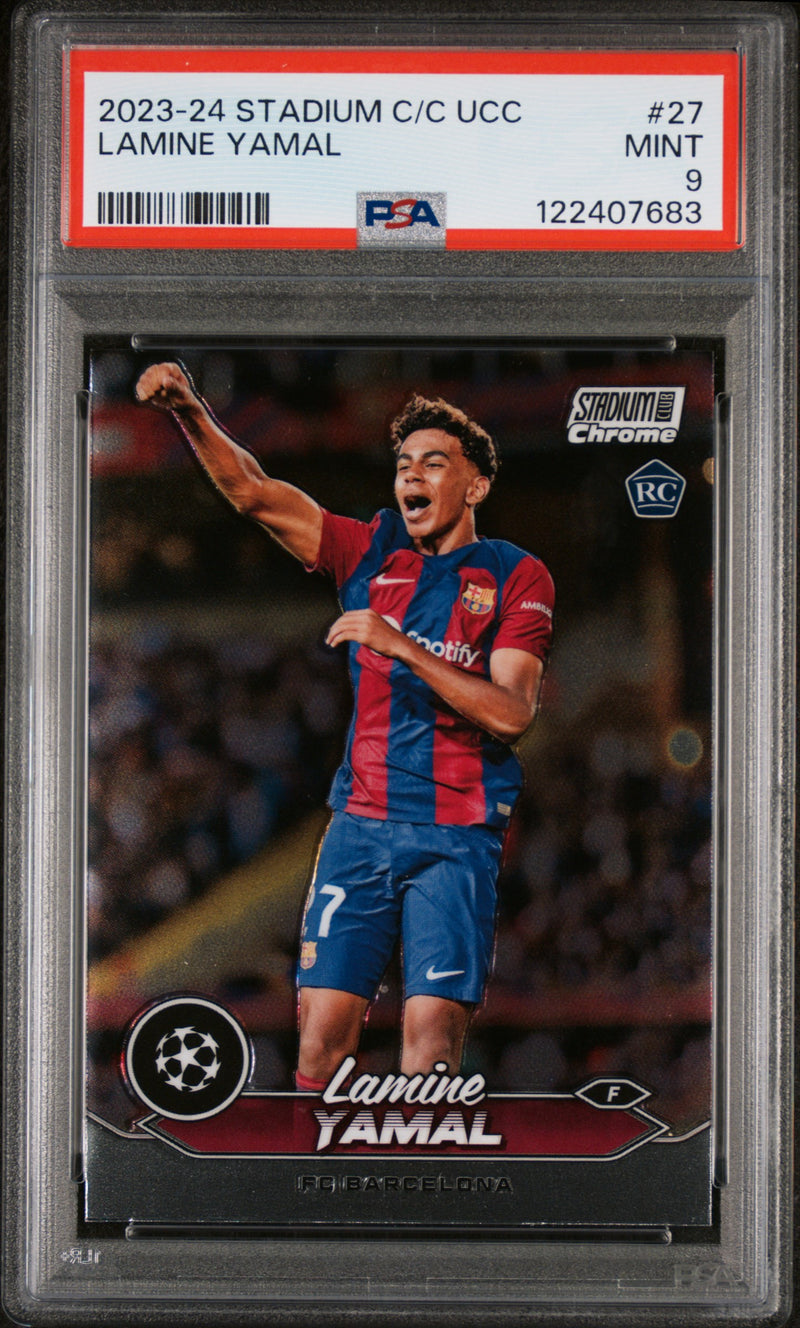 LAMINE YAMAL - 2023/24 Topps Stadium Club Chrome UEFA RC #27 PSA 9 - foto rappresentativa - fronte