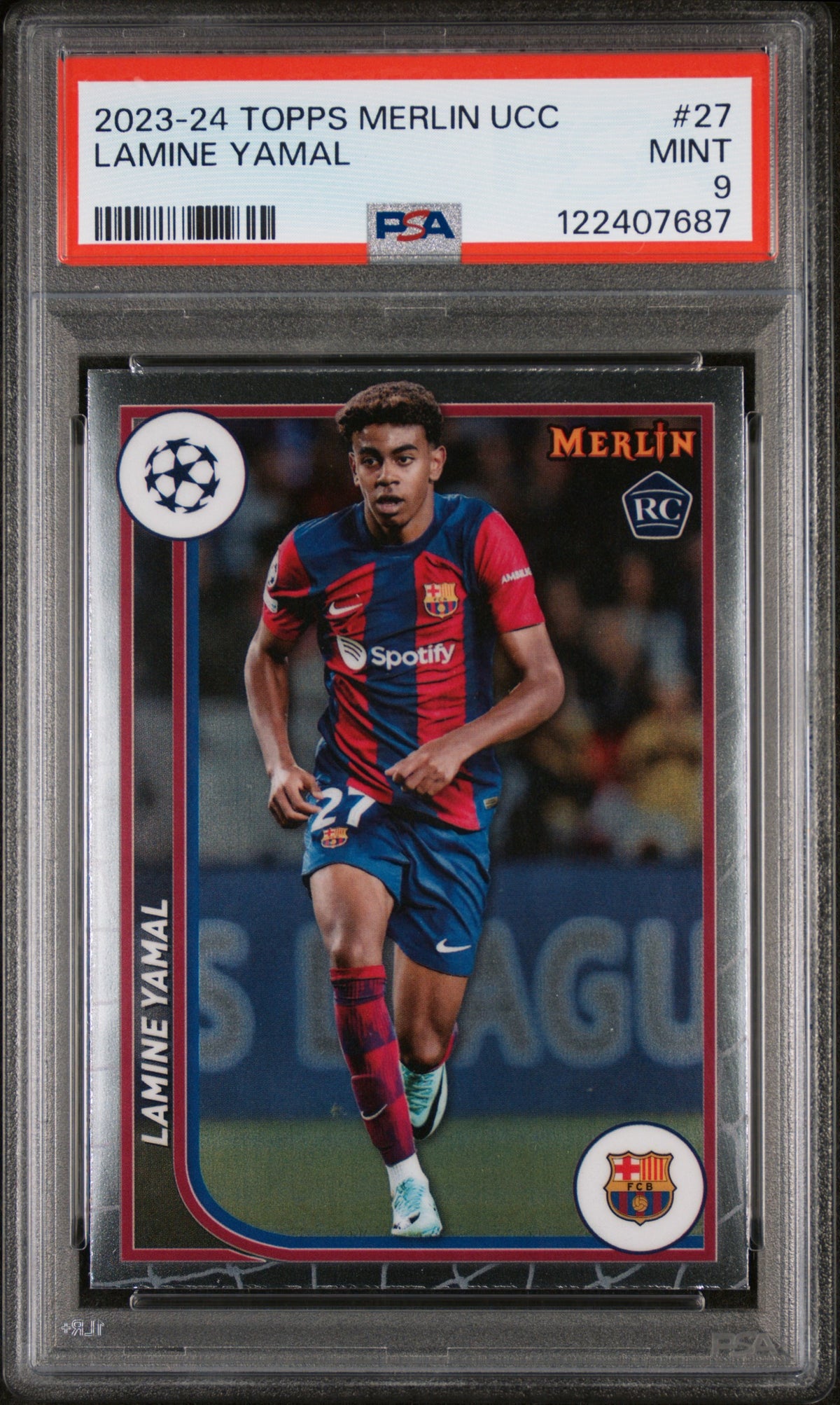 LAMINE YAMAL - 2023/24 Topps Merlin UEFA Club Competitions RC #27 PSA 9 - foto rappresentativa - fronte