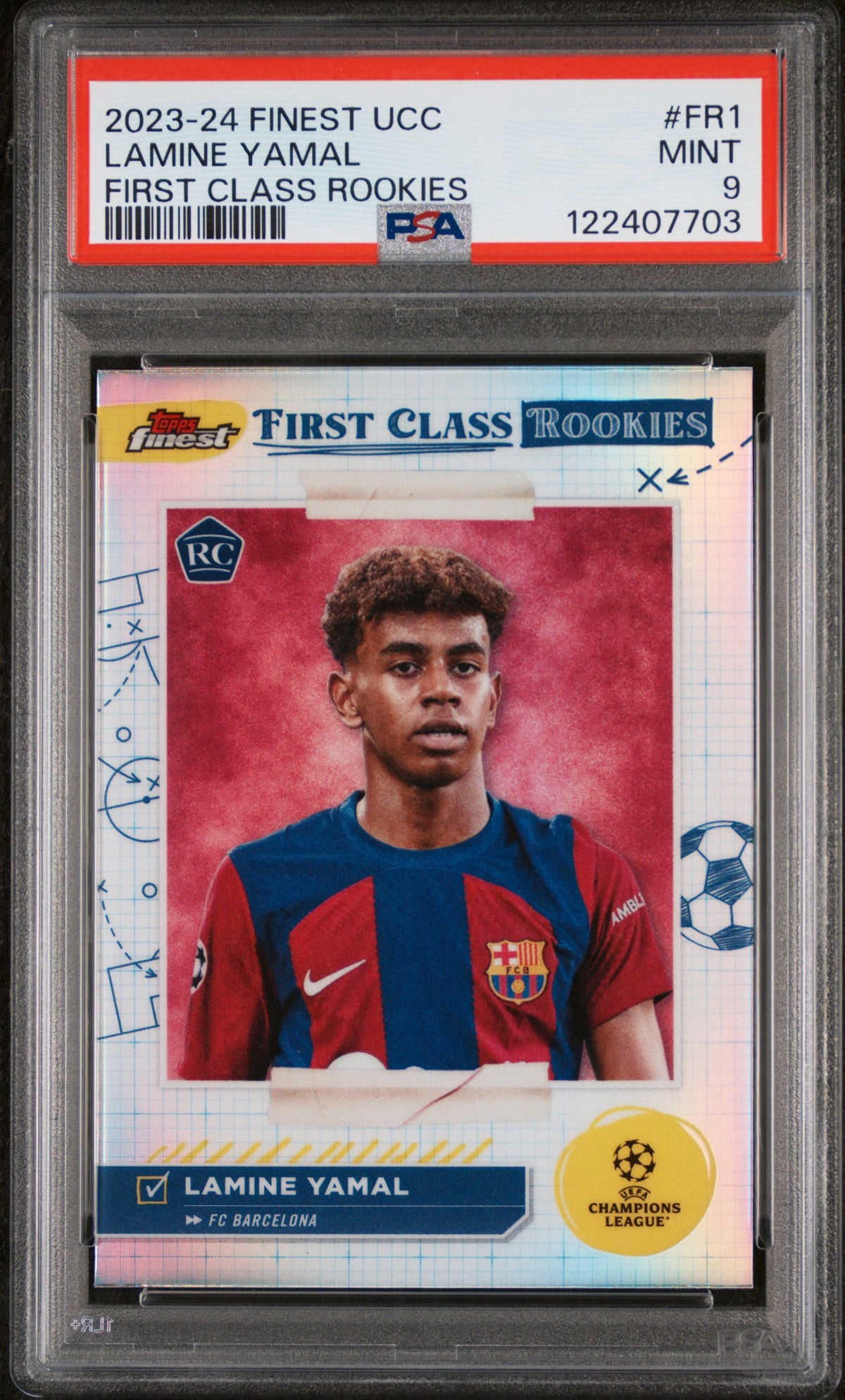 LAMINE YAMAL - 2023/24 Topps Finest UEFA Finest First Class Rookies #FR1 PSA 9 - fronte