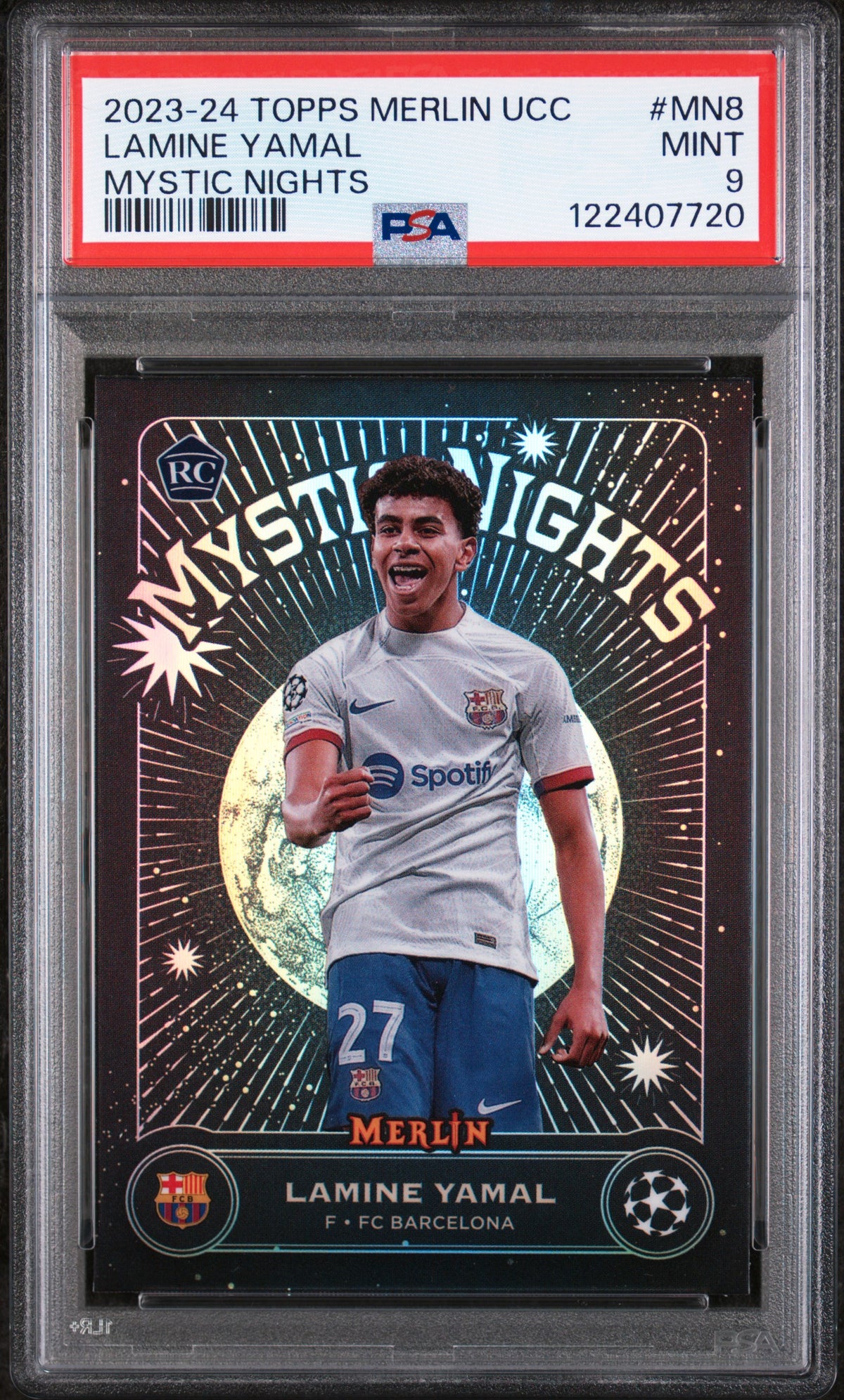 LAMINE YAMAL - 2023/24 Topps Merlin UEFA Mystic Nights RC #MN8 PSA 9 - fronte