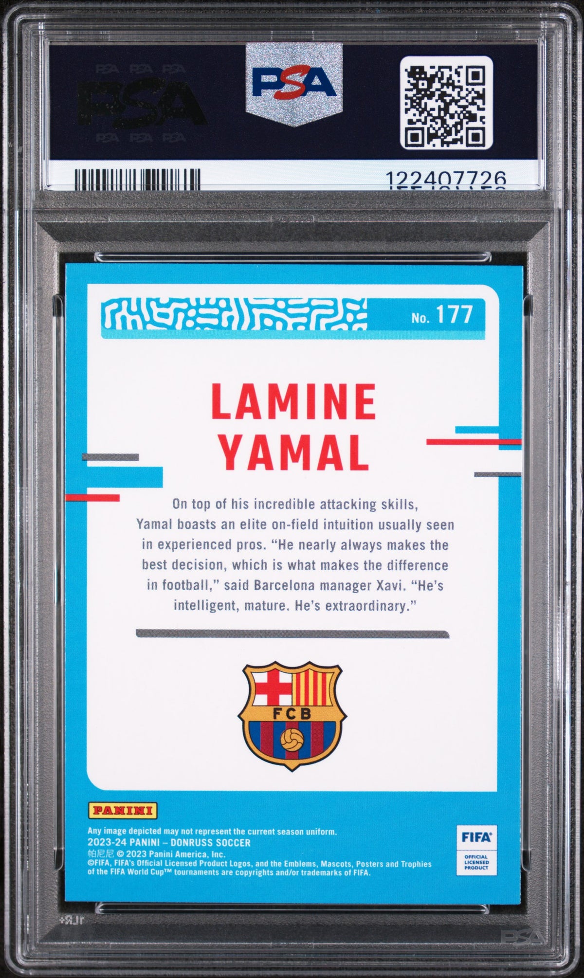 LAMINE YAMAL - 2023/24 Panini Donruss FIFA RC #177 PSA 9 - retro