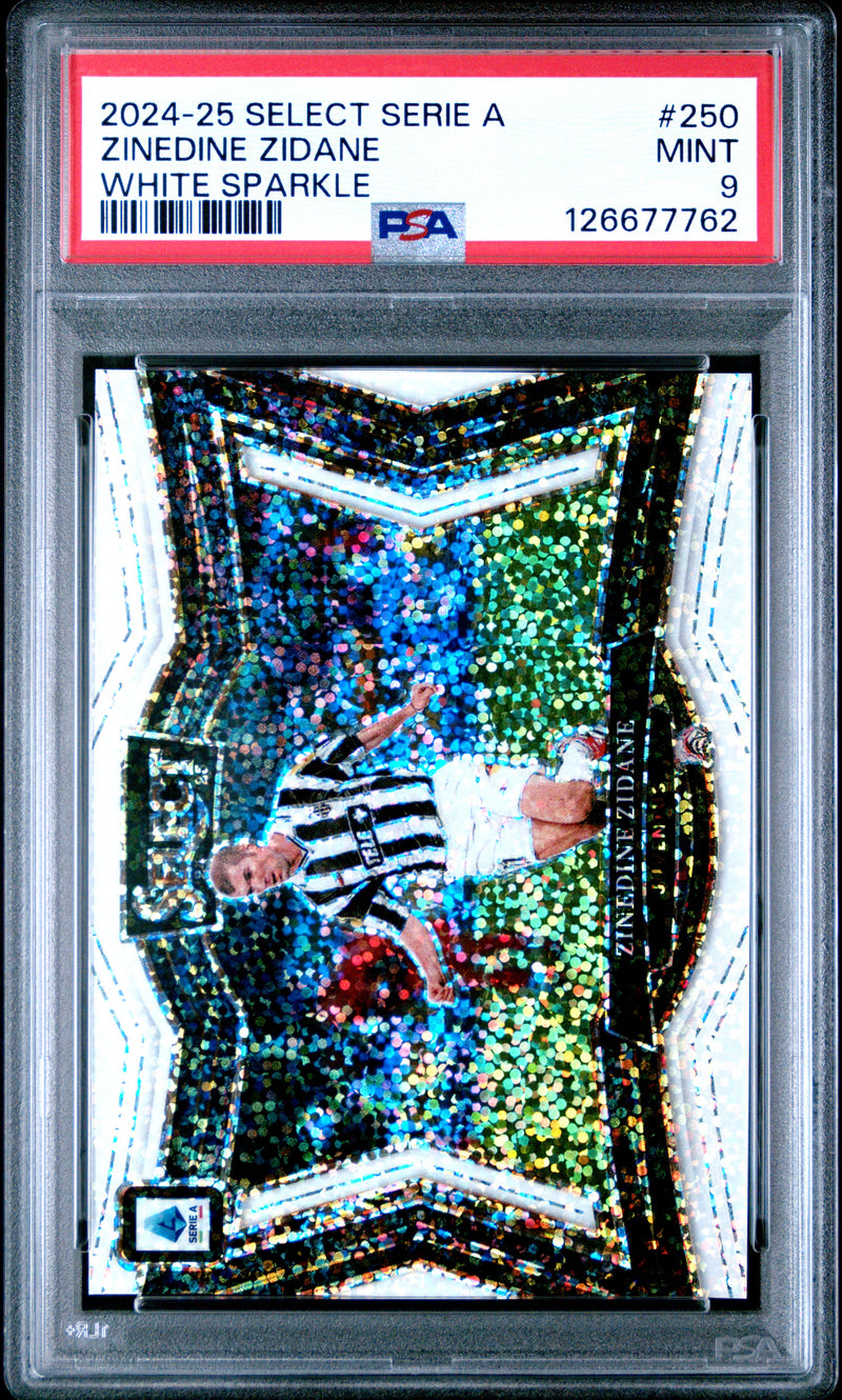 ZINEDINE ZIDANE - 2024/25 Panini Select Serie A White Sparkle #250 PSA 9 front