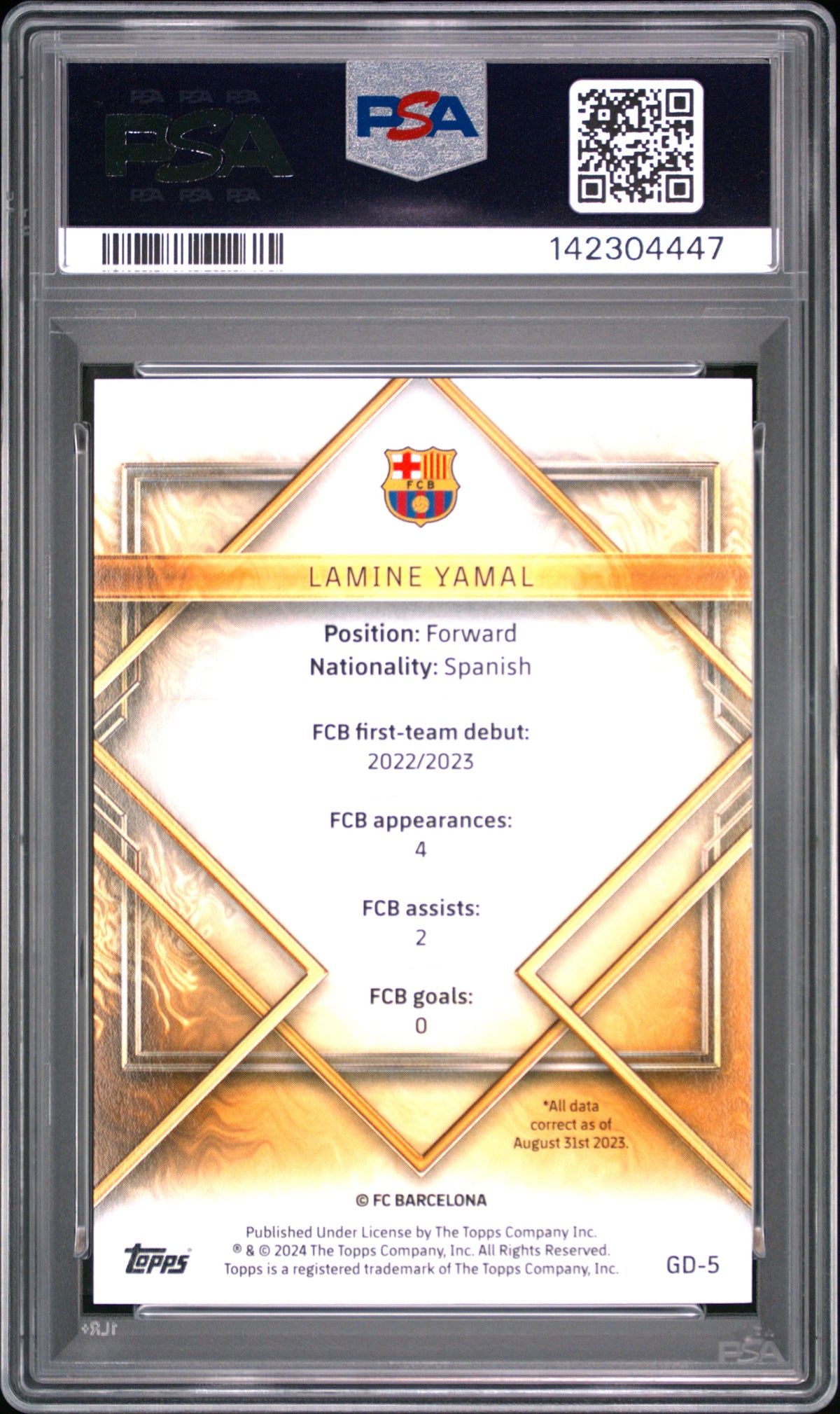 Lamine Yamal — 2023/24 Topps FC Barcelona Team Set Gold Drip Pink RC #GD5 /99 PSA 10 - retro