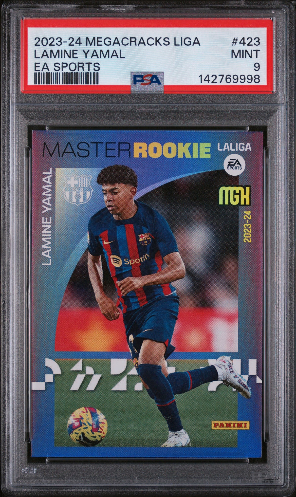 LAMINE YAMAL - 2023/24 Panini Megacracks LaLiga EA Sports RC #423 PSA 9 - fronte