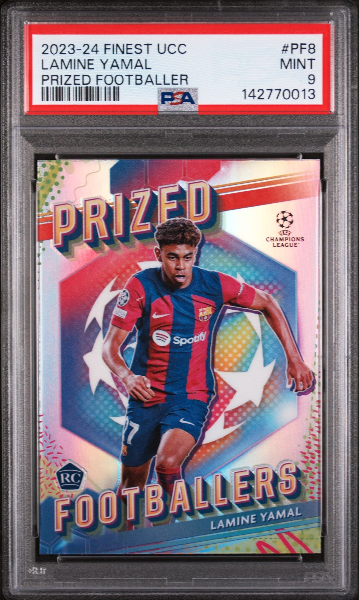 LAMINE YAMAL - 2023/24 Topps Finest UEFA Prized Footballers RC #PF8 PSA 9 - fronte