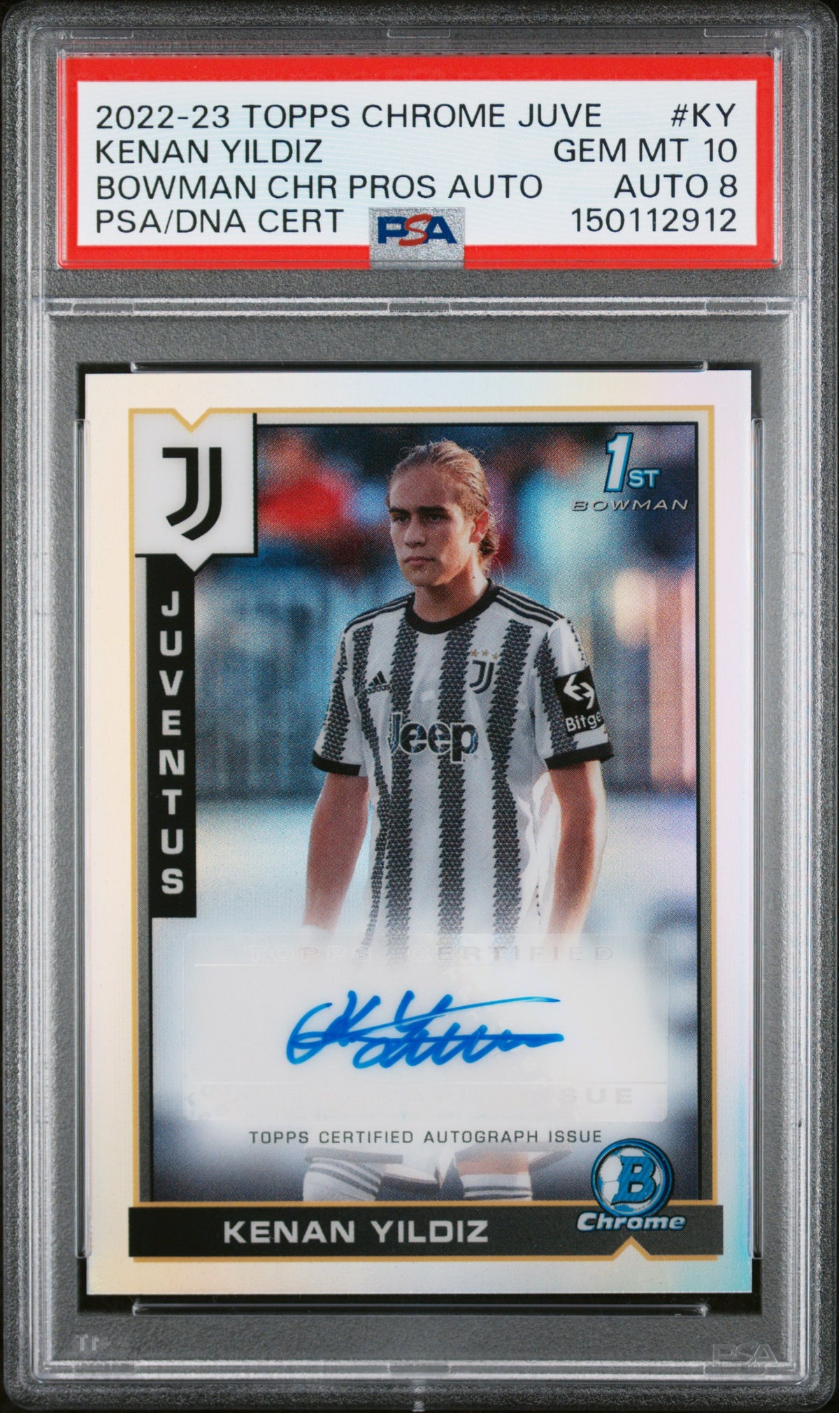 KENAN YILDIZ - 2022/23 Topps Chrome Juventus Bowman Chrome Prospects Auto #KY PSA 10 Auto 8 - front - PSA certification 150112912