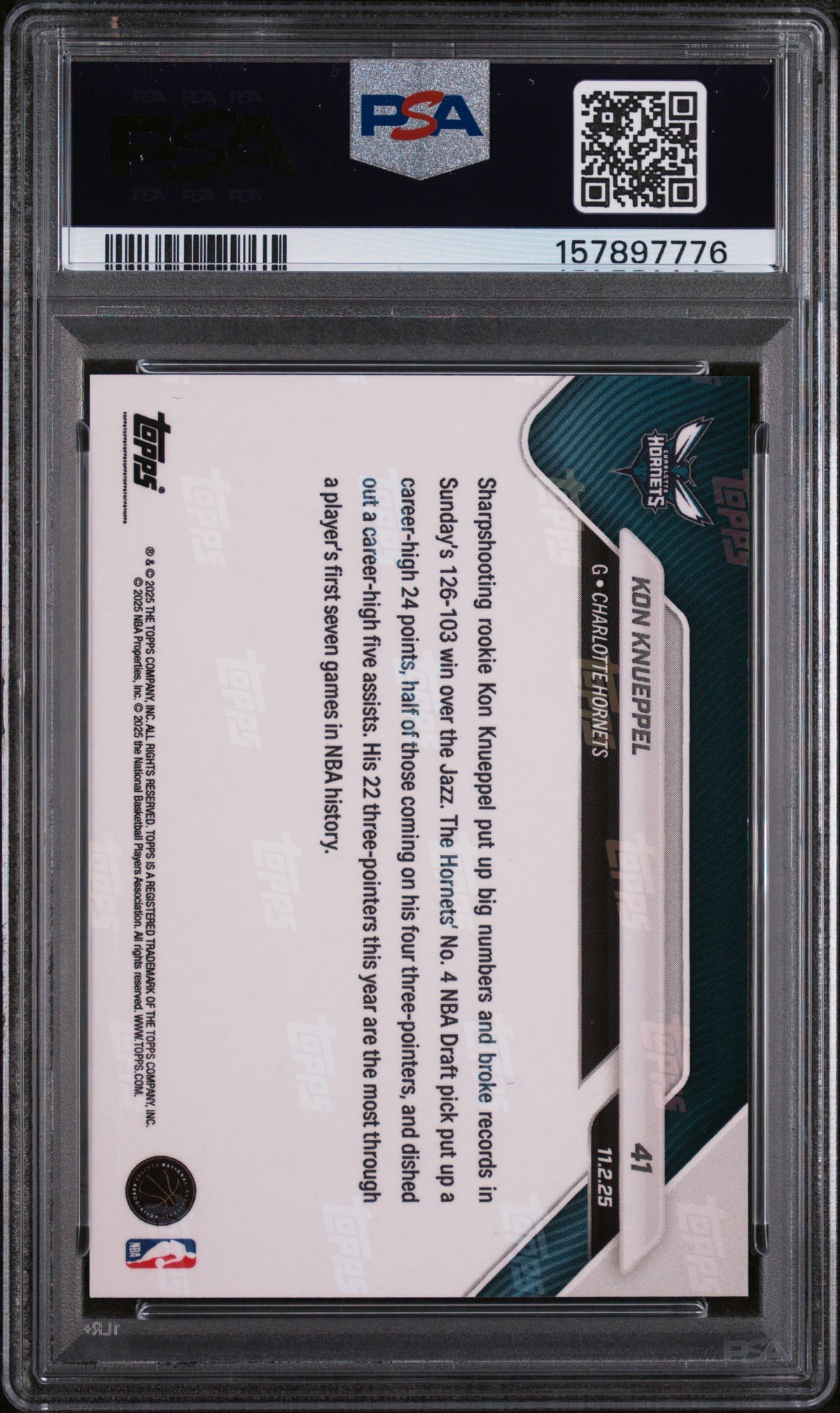 Kon Knueppel — 2025 Topps Now Gold Foil RC #41 /50 PSA 10 - retro