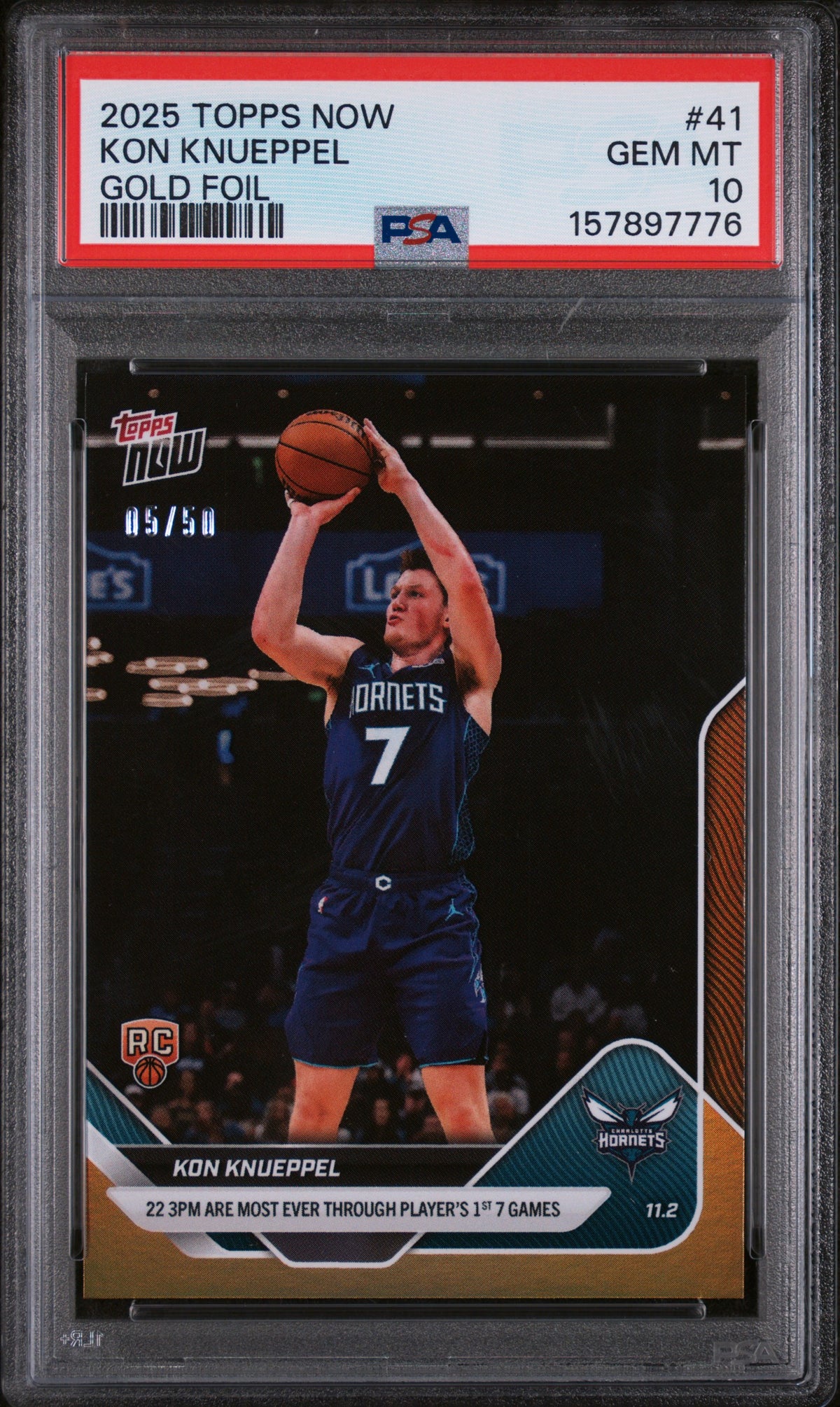 Kon Knueppel — 2025 Topps Now Gold Foil RC #41 /50 PSA 10 - fronte