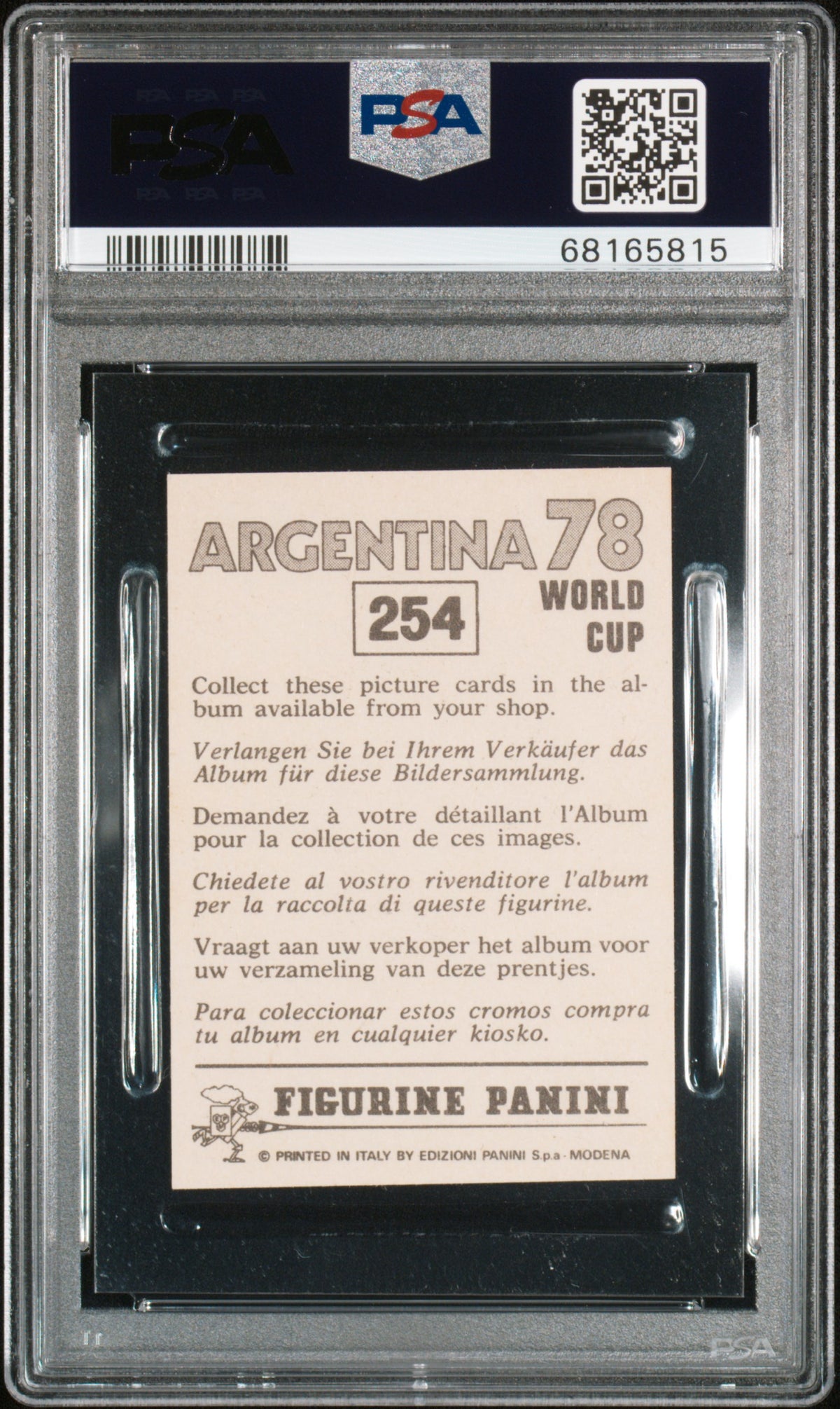 ZICO - 1978 Panini World Cup Argentina 78 #254 PSA 8 back