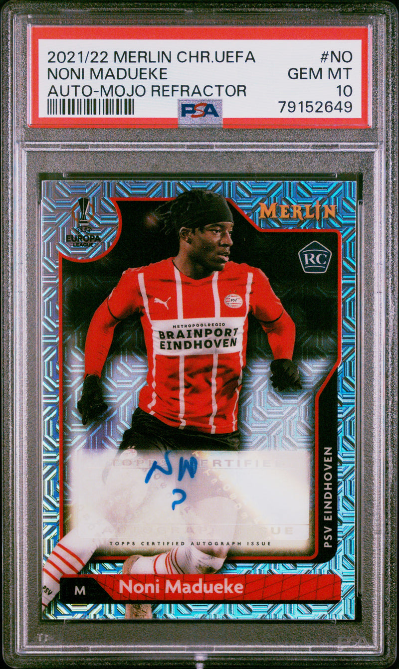 NONI MADUEKE - 2021/22 Topps Merlin Chrome UEFA Autographs Mojo Refractor Auto #NO PSA 10 front
