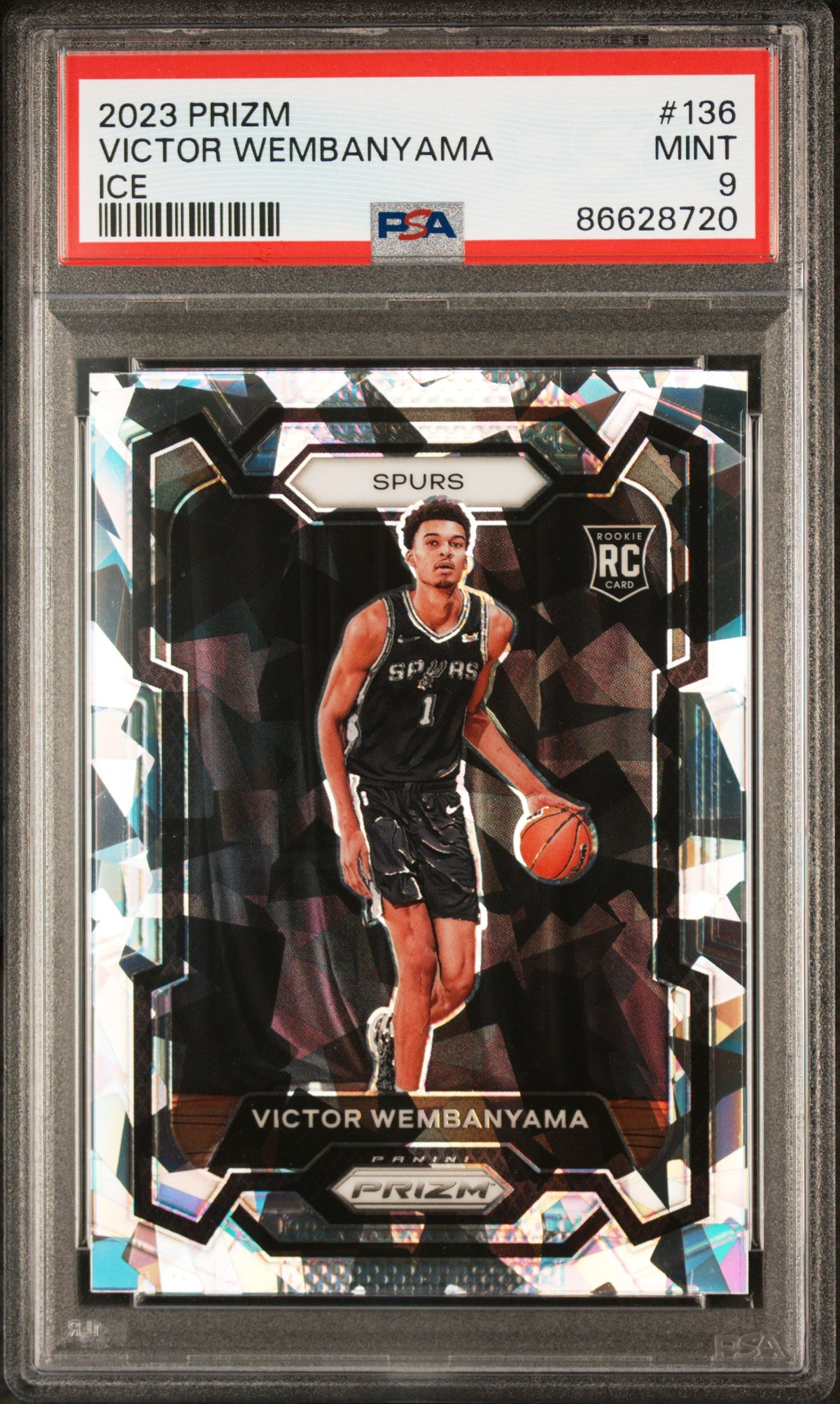 Victor Wembanyama — 2023/24 Panini Prizm Ice RC #136 PSA 9 - fronte