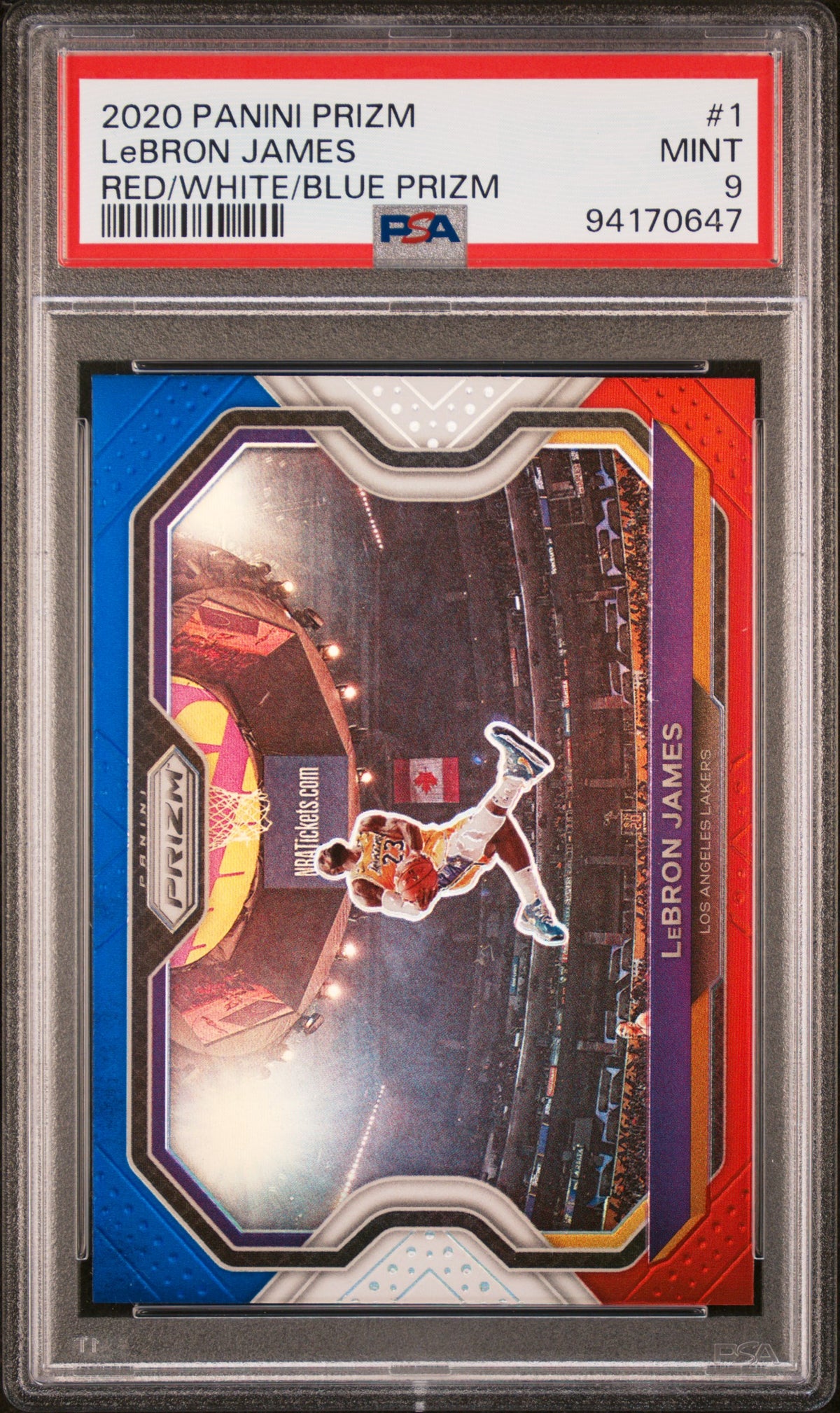 LEBRON JAMES - 2020 Panini Prizm Red/White/Blue Prizm #1 PSA 9 - Fronte - Cert. 94170647