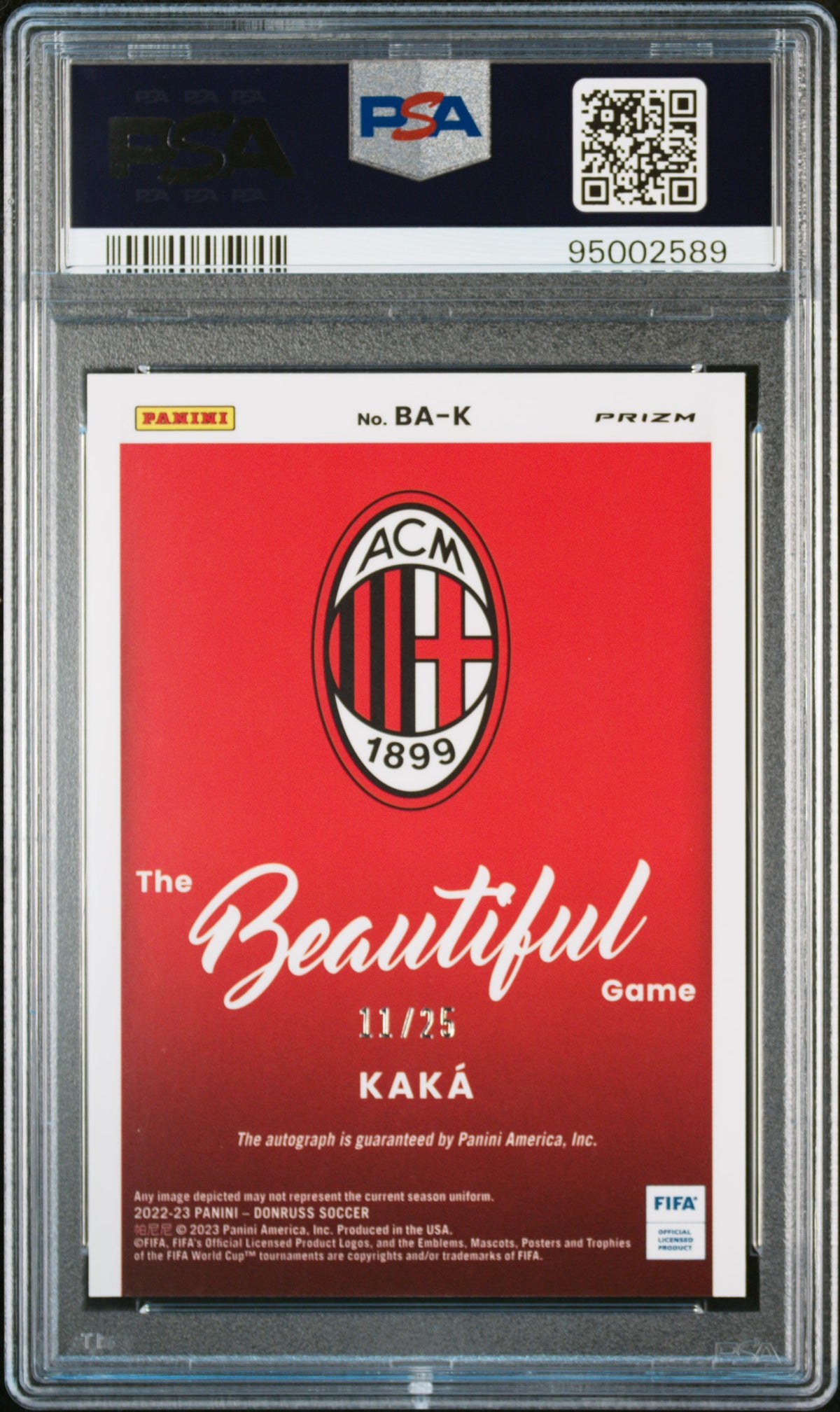 KAKÁ - 2022/23 Panini Donruss FIFA The Beautiful Game Autographs Red #BAK PSA 10 - Retro - Cert. 95002589