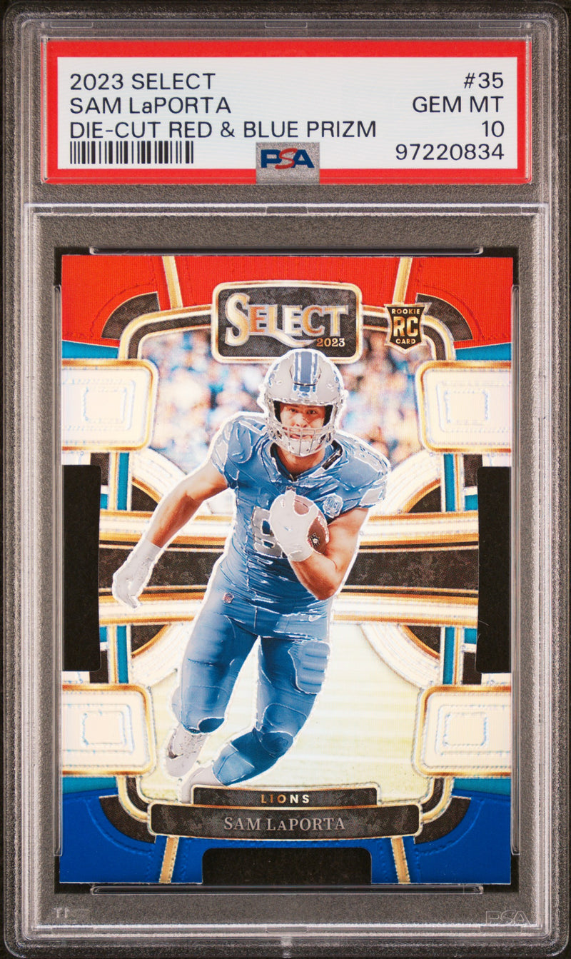 SAM LAPORTA - 2023 Panini Select Die-Cut Red & Blue Prizm #35 PSA 10 - Fronte - Certificato 97220834