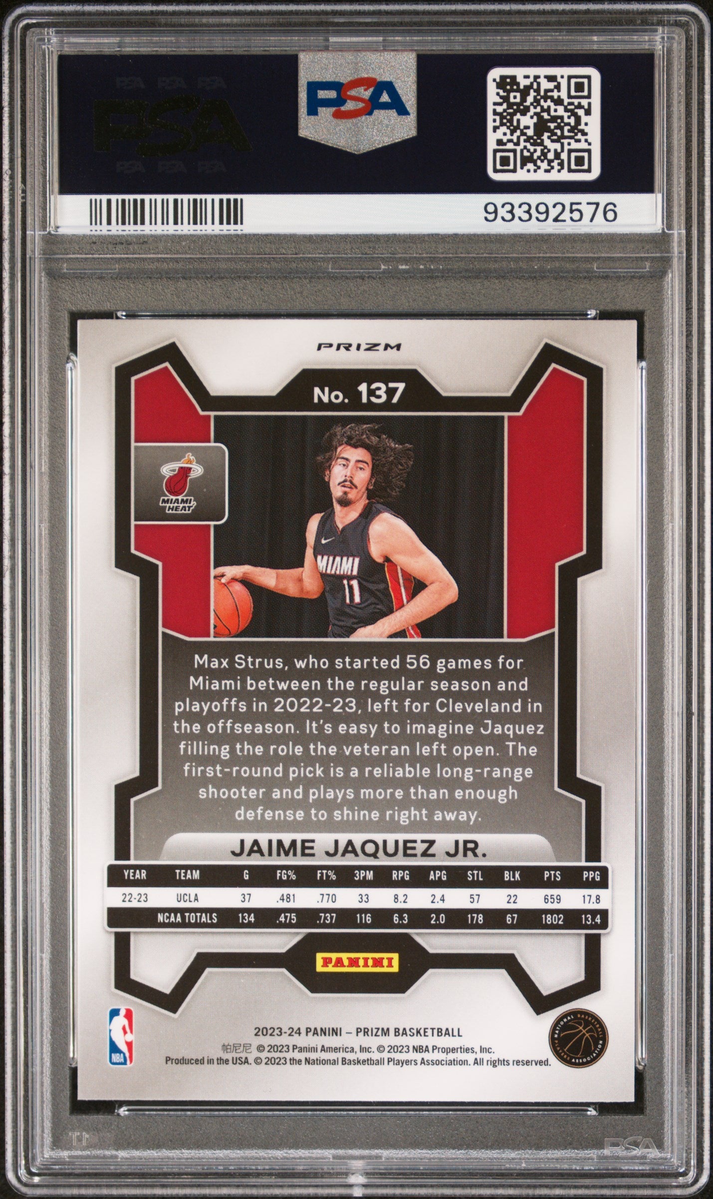 JAMIE JAQUEZ JR. - 2023 Prizm Green Ice RC PSA 10