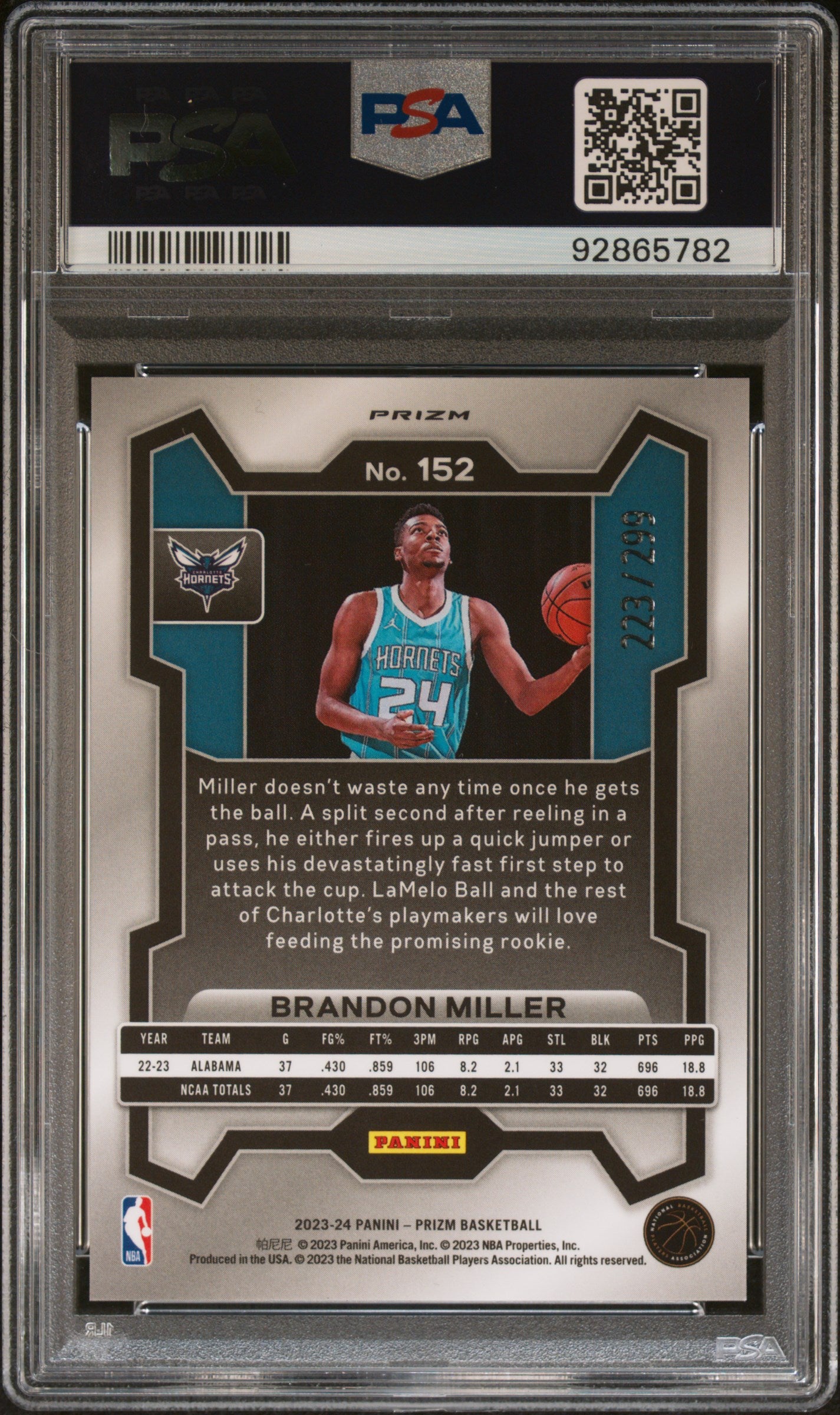 BRANDON MILLER - 2023 Prizm Red Seismic RC /299 PSA 10