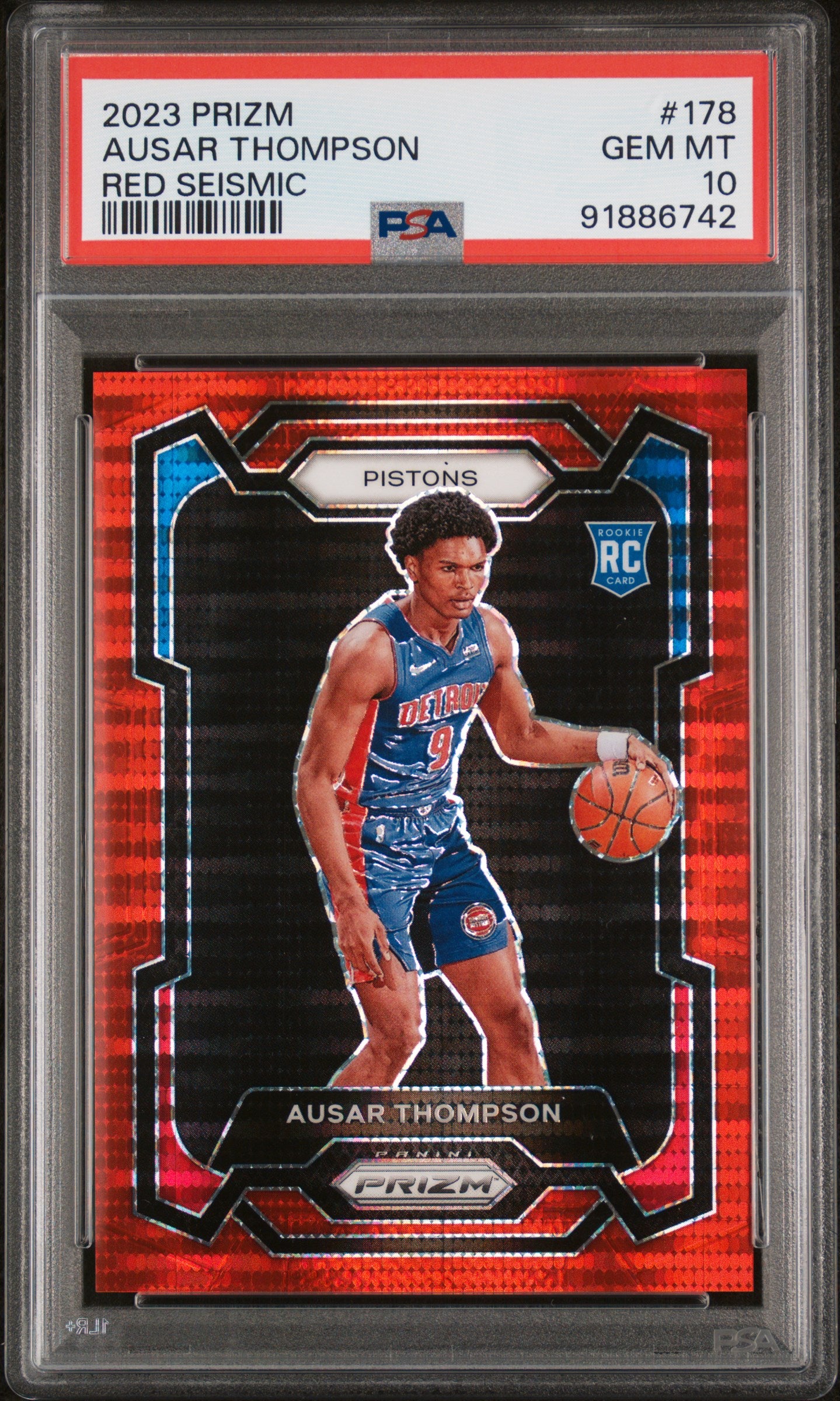 AUSAR THOMPSON - 2023 Prizm Red Seismic RC /299 PSA 10