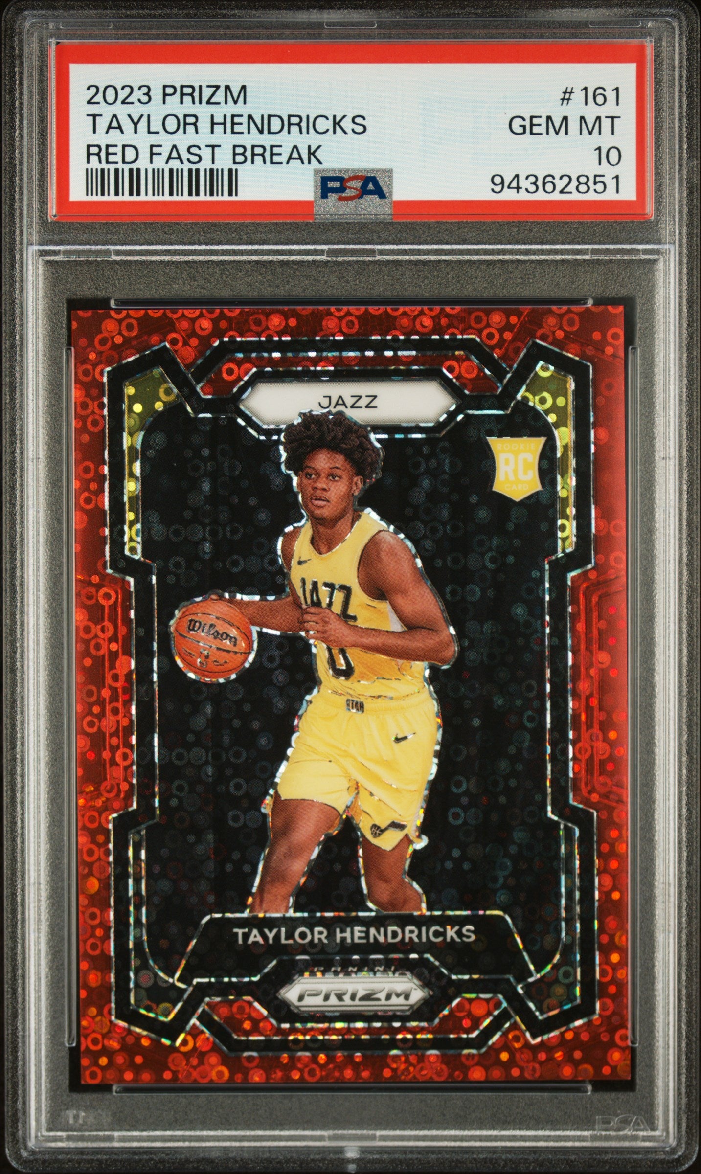 TAYLOR HENDRICKS - 2023 Prizm Red Fast Break RC /100 PSA 10