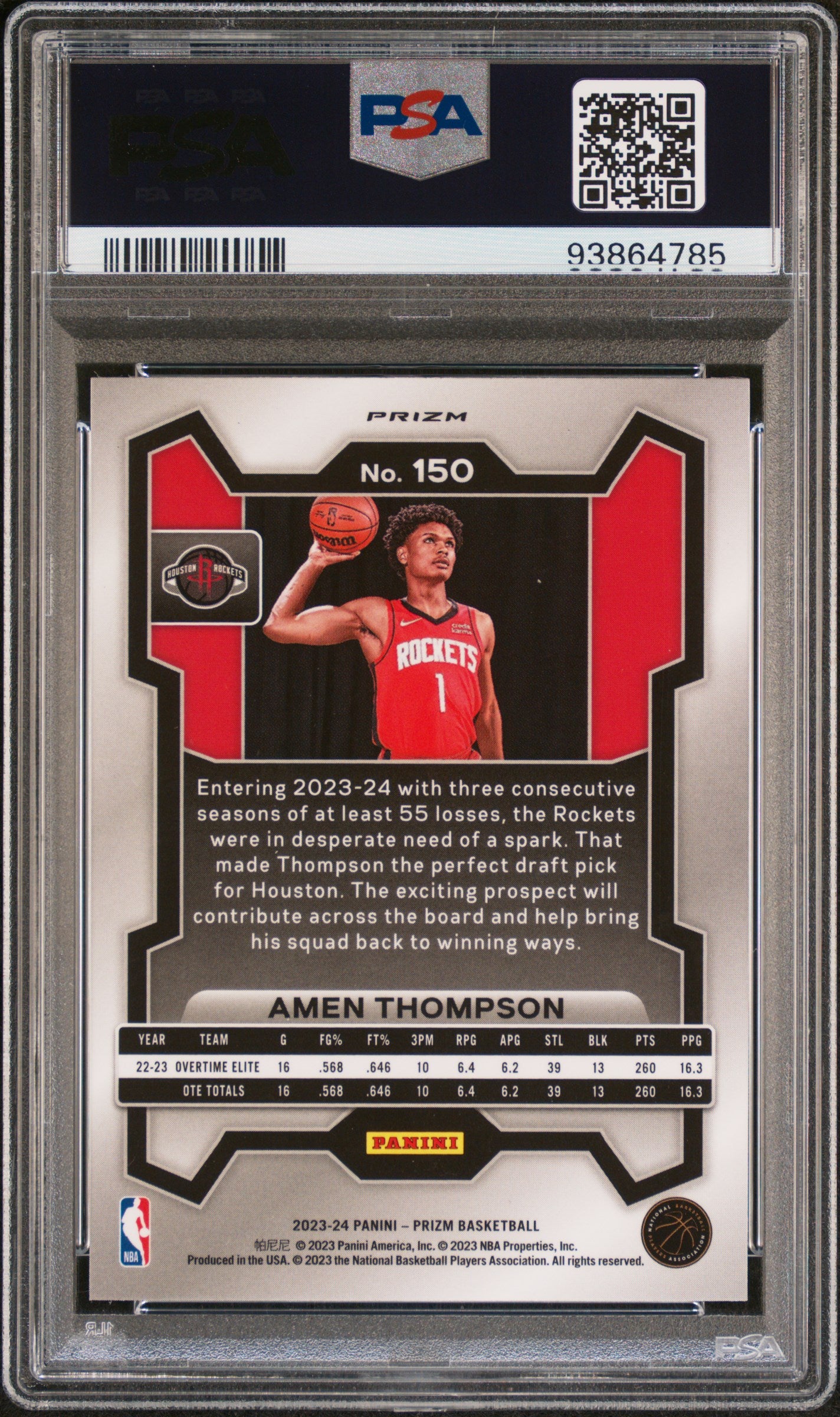 AMEN THOMPSON - 2023 Prizm Green RC PSA 10