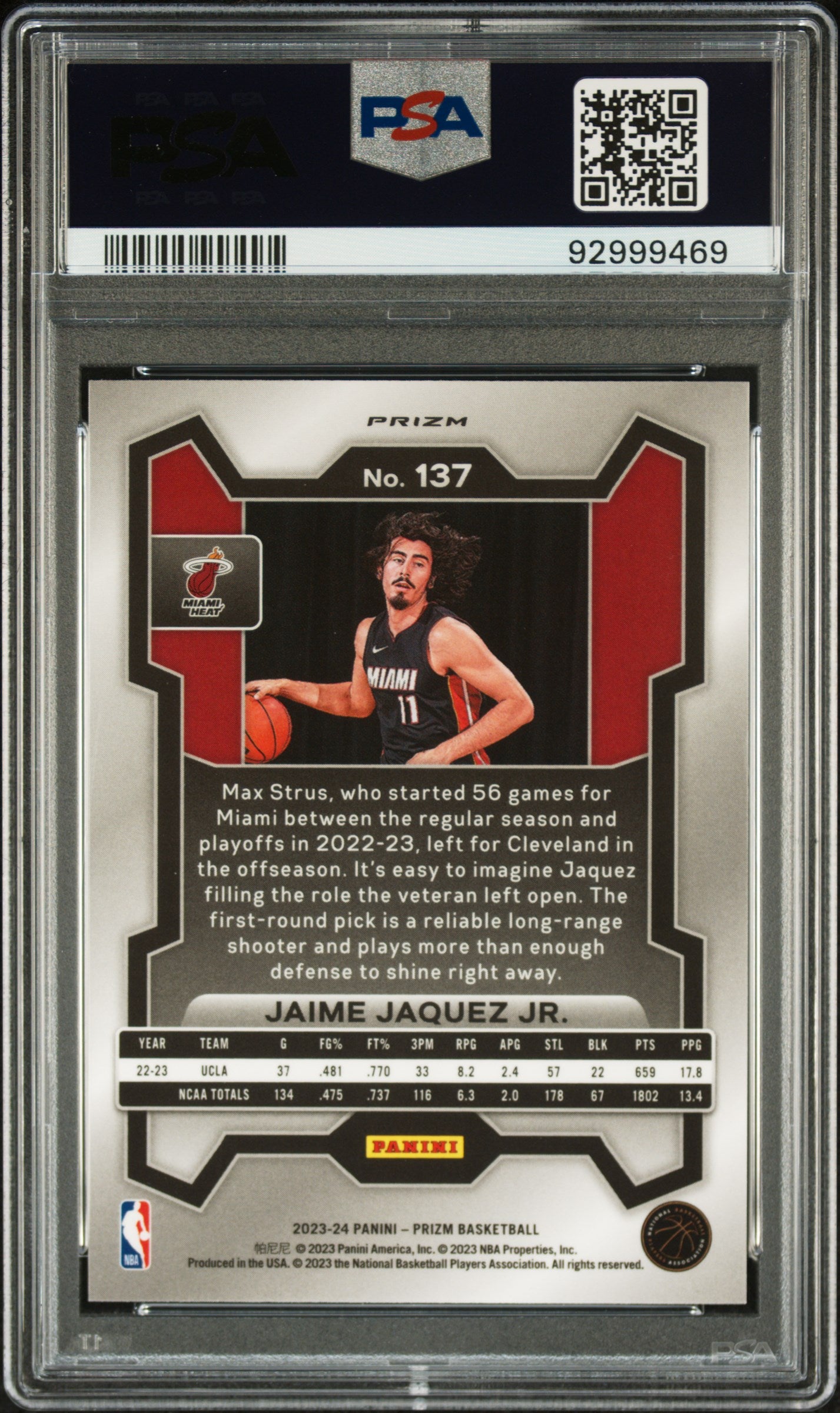 JAMIE JAQUEZ JR. - 2023 Prizm Silver RC PSA 10