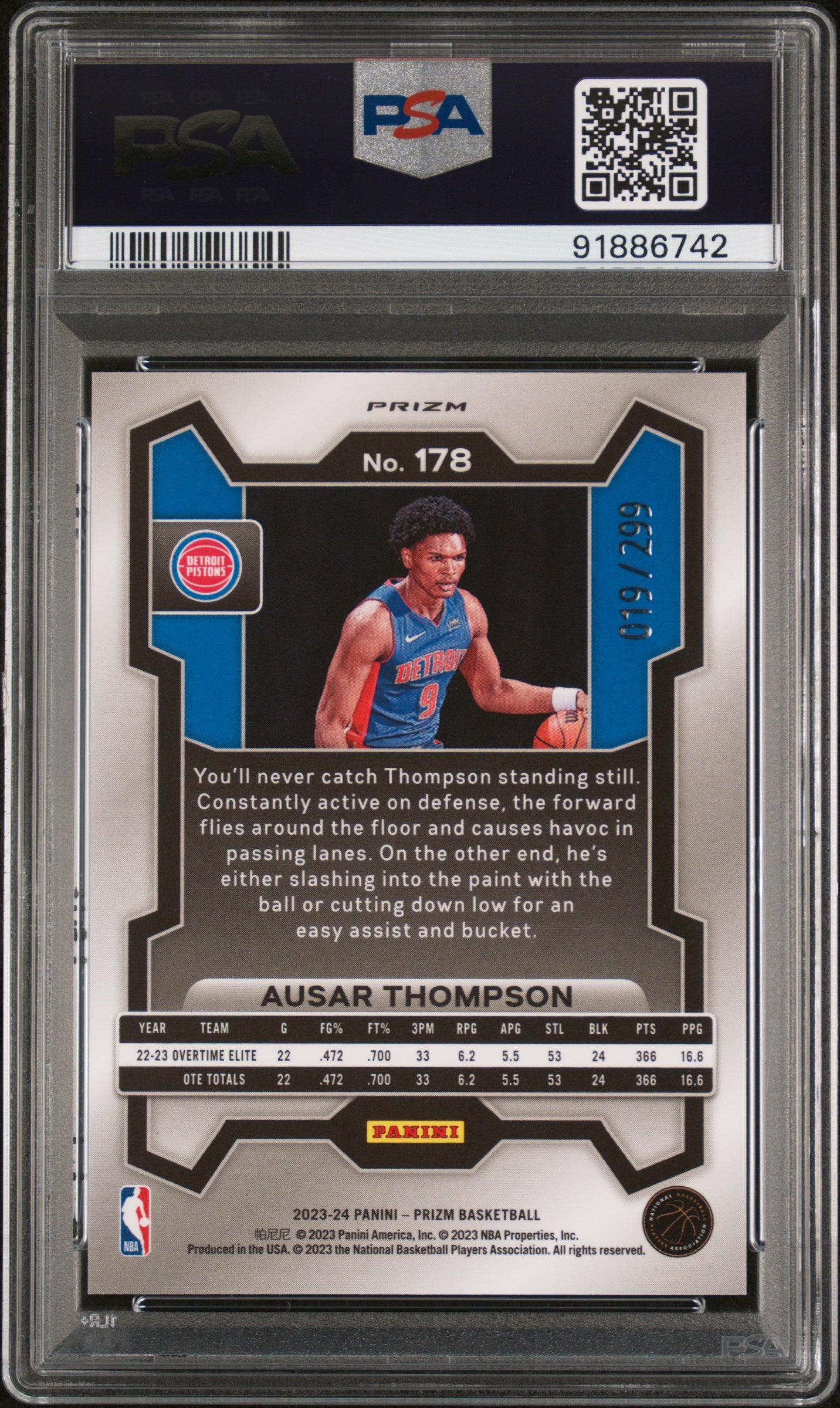AUSAR THOMPSON - 2023 Prizm Red Seismic RC /299 PSA 10