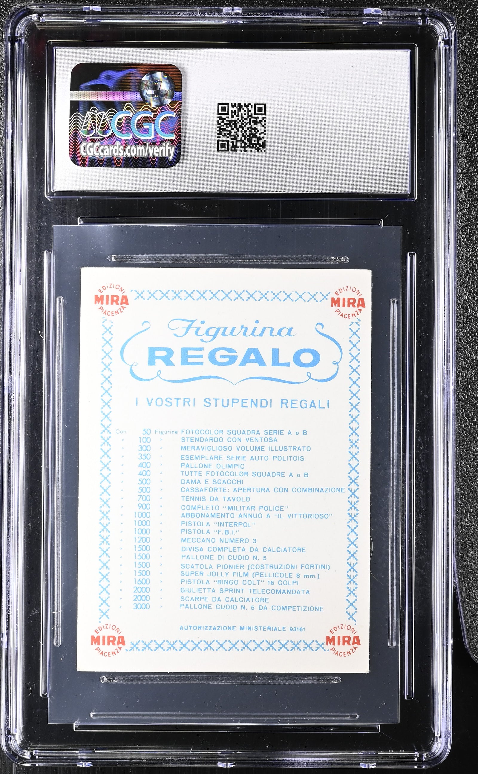 Sandro Mazzola 1964/65 Edizioni Mira figurina regalo CGC 5.5 - retro