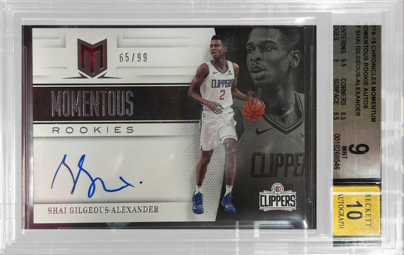 SHAI GILGEOUS-ALEXANDER 2018/19 Panini Chronicles Momentum Momentous Rookie Auto RC #MA-SGA 65/99 BGS 9 Auto 10 - front